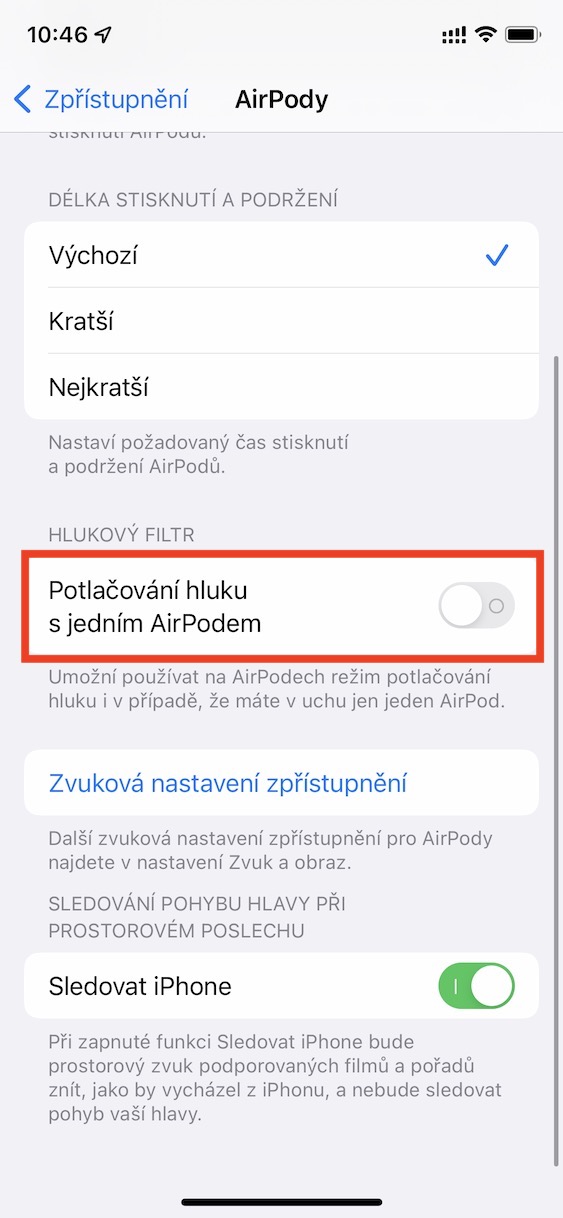 airpods_hlukovy_filtr_jedno_sluchatko_ios3 potlačování hluku s jedním airpodem ios