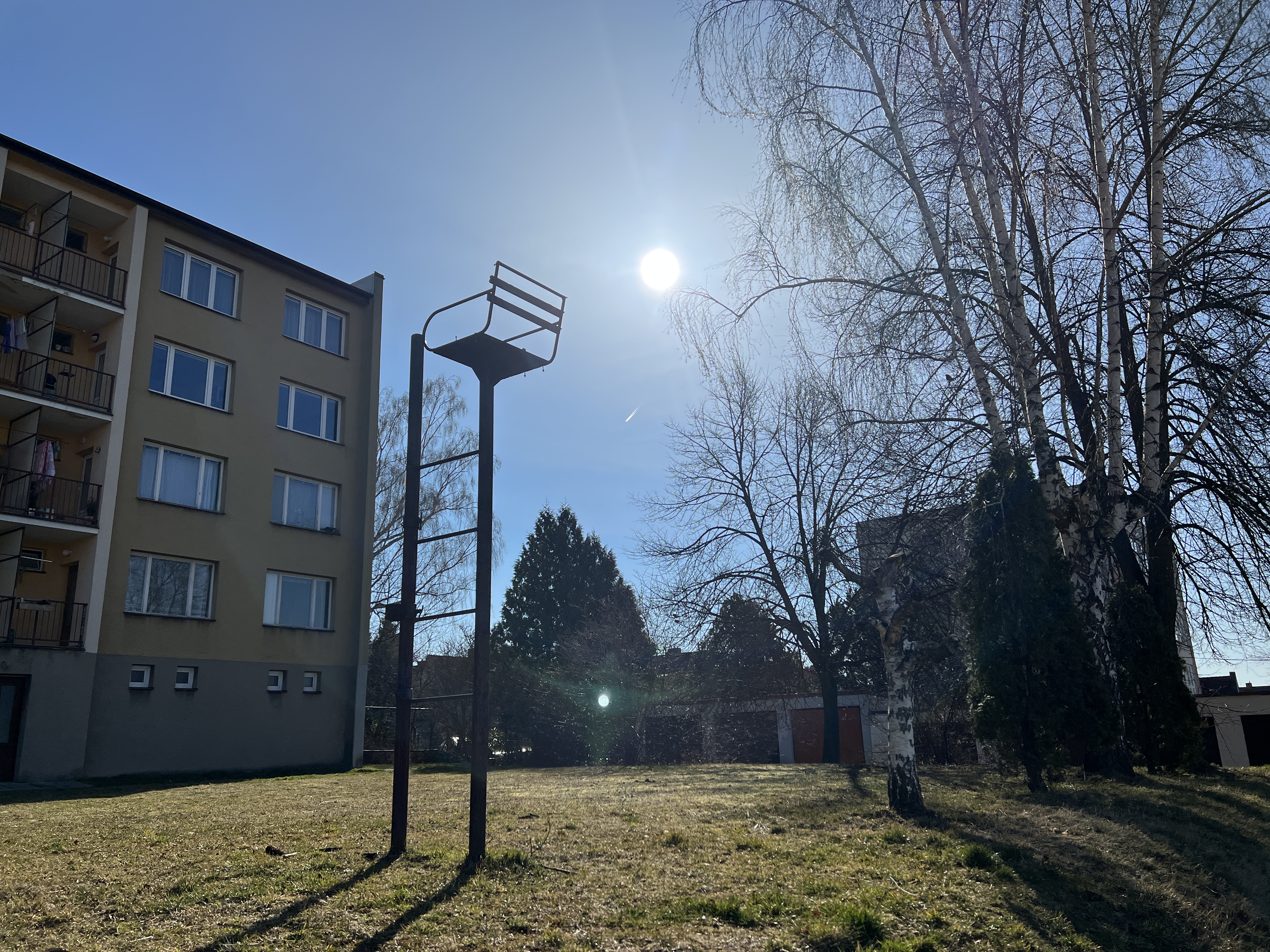 apartment building with sun