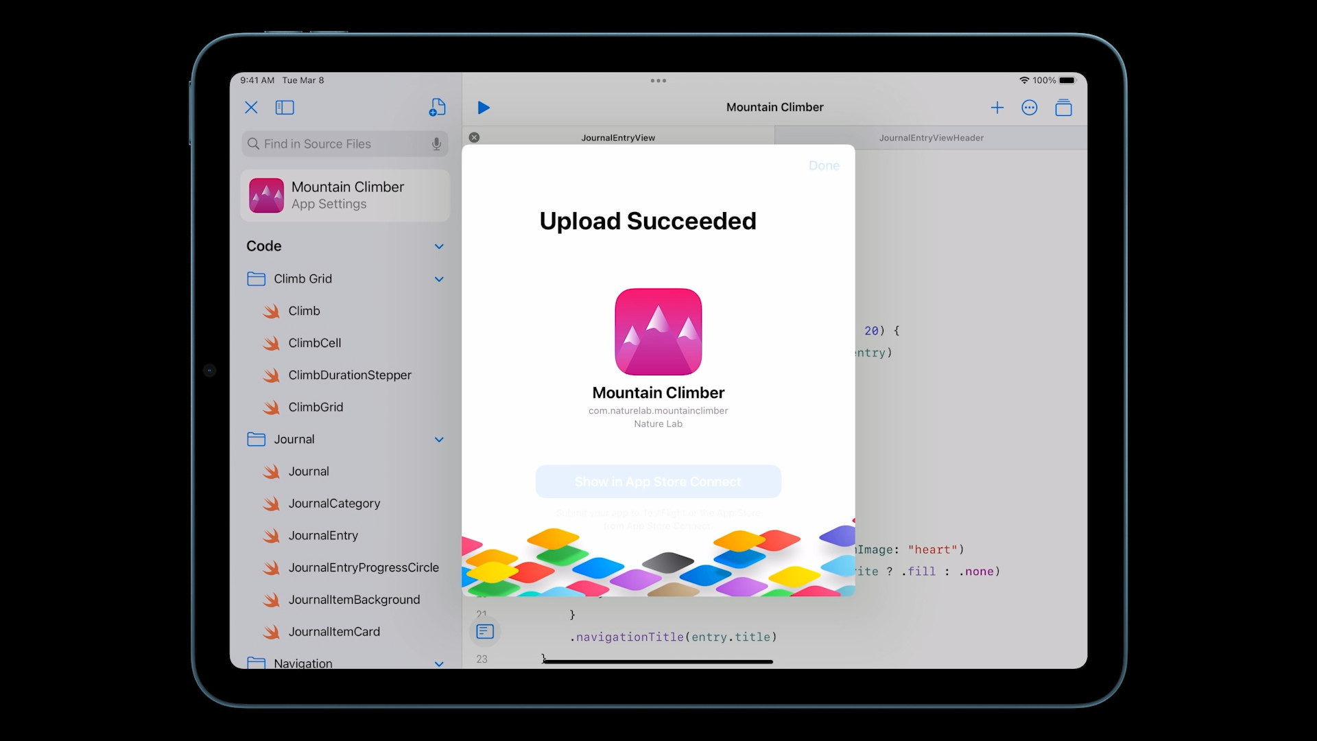 app upload success screen