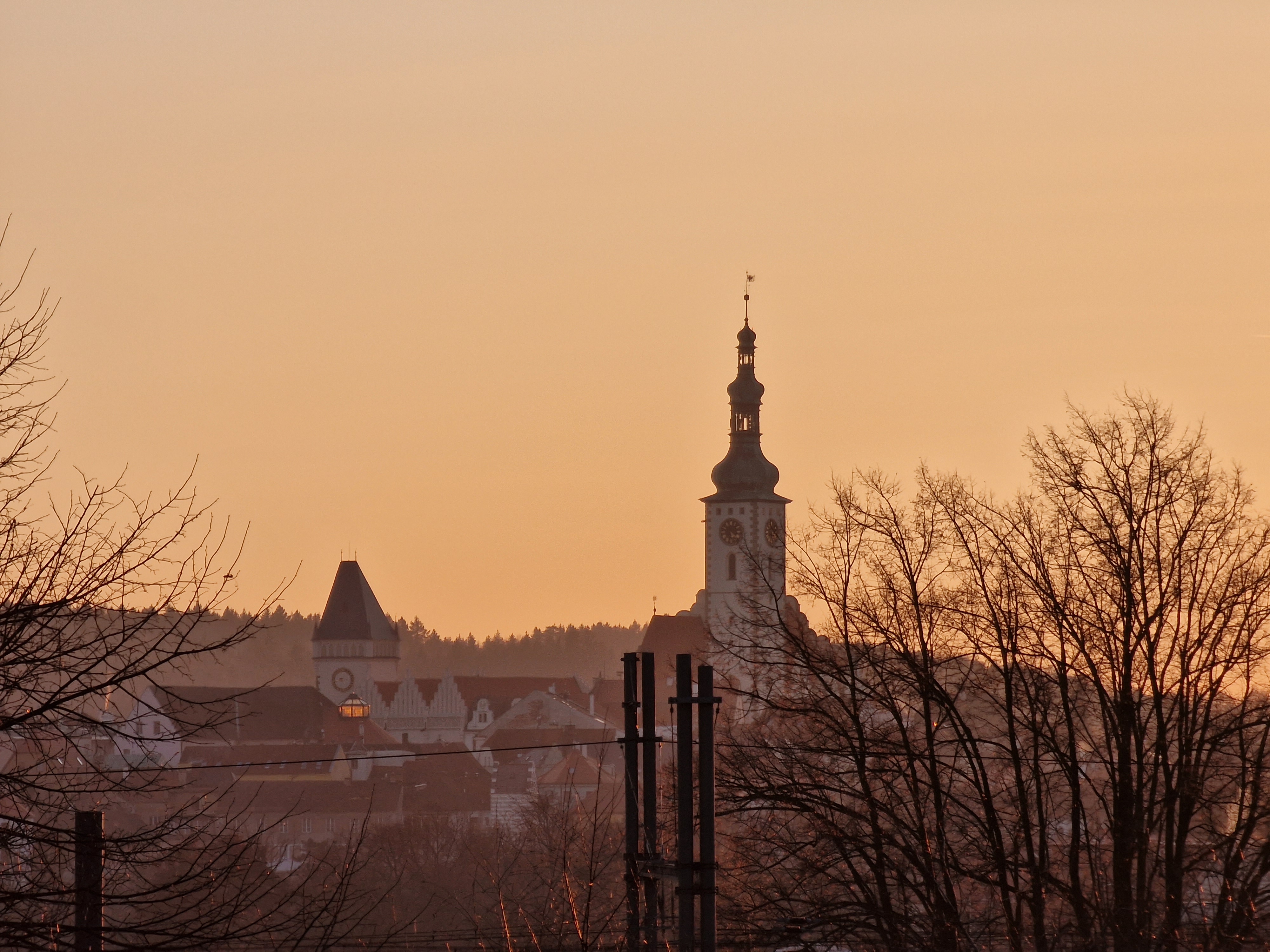 church silhouette at sunset