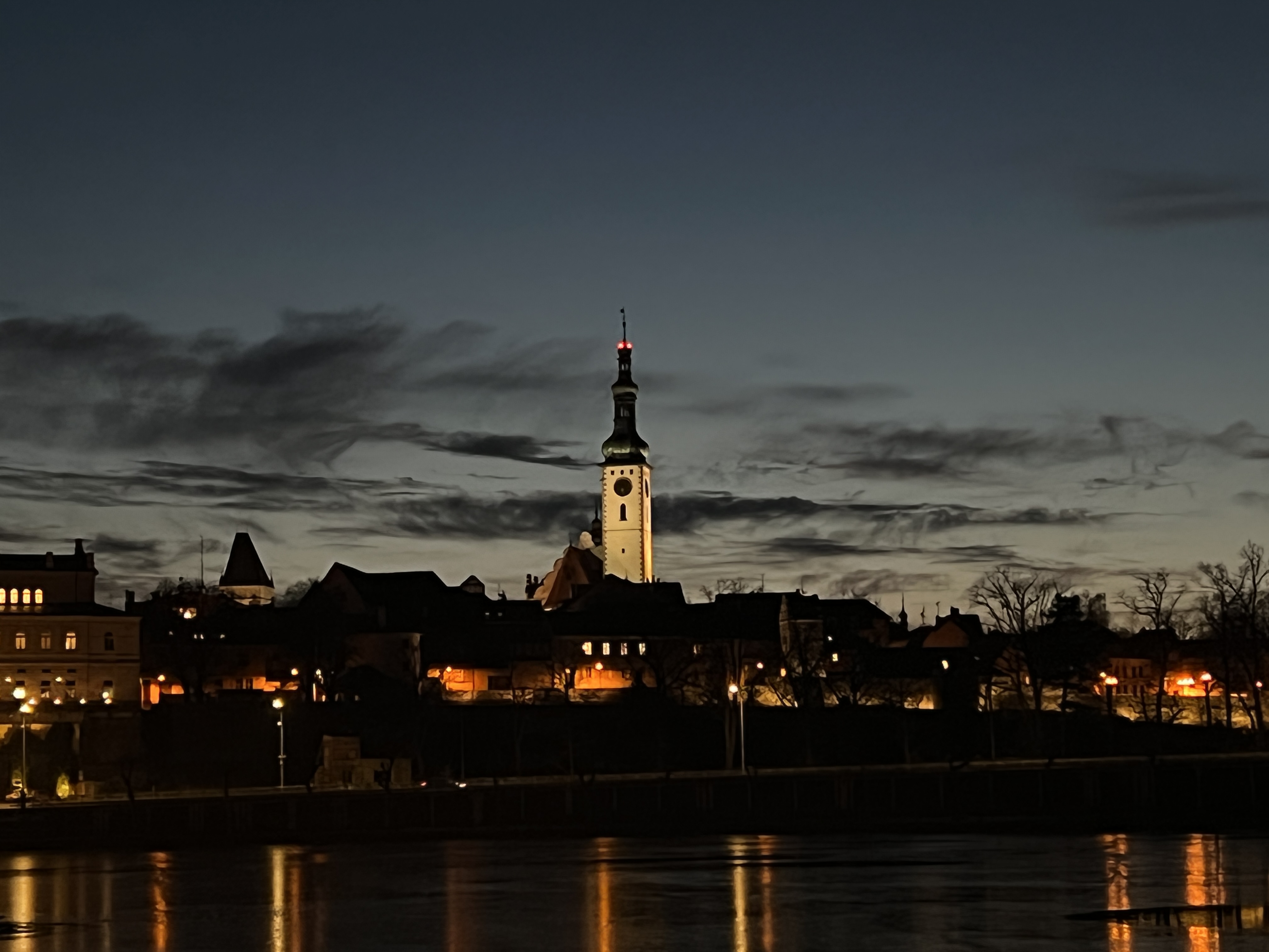 church tower night skyline
