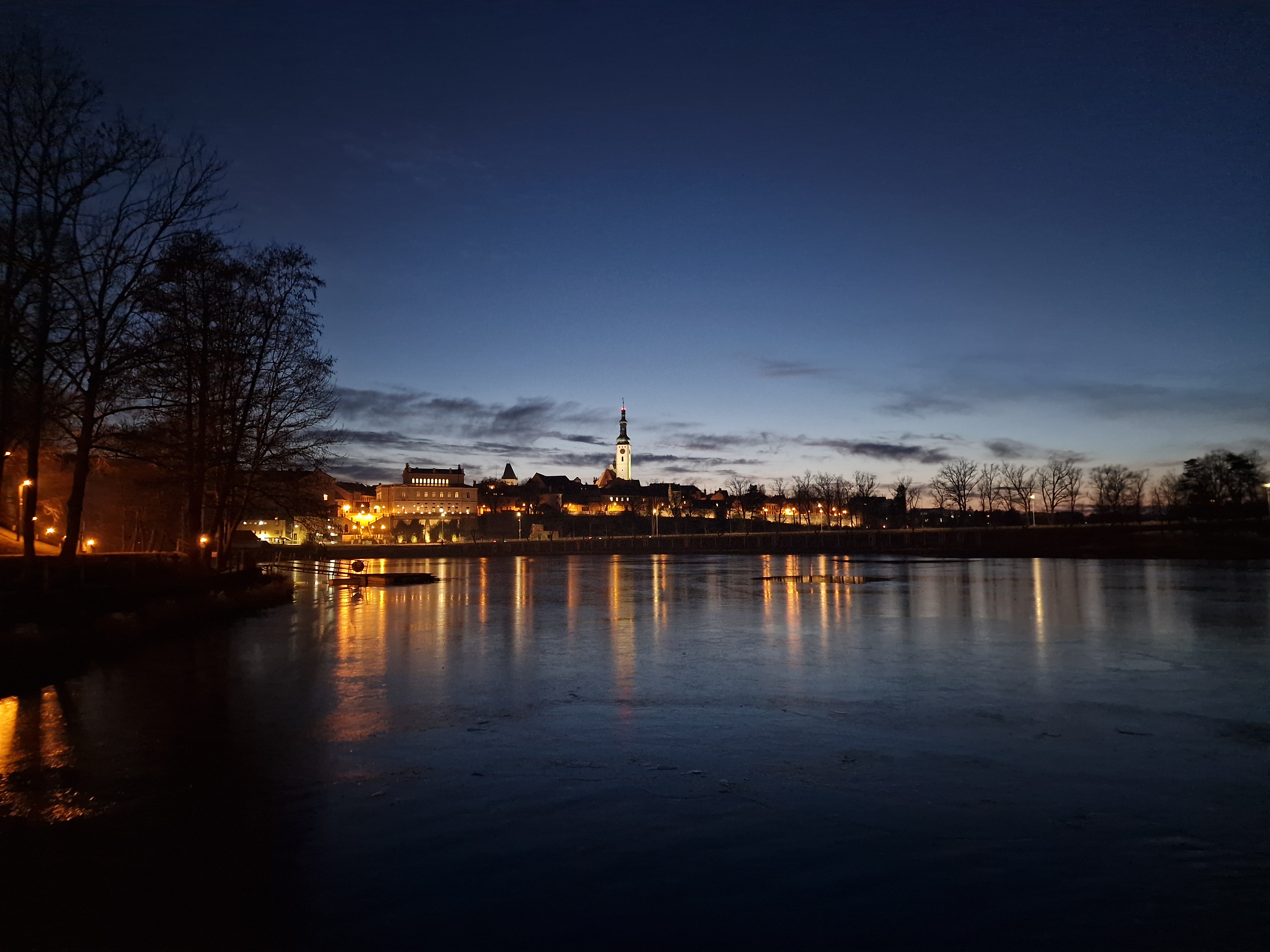 cityscape night reflection