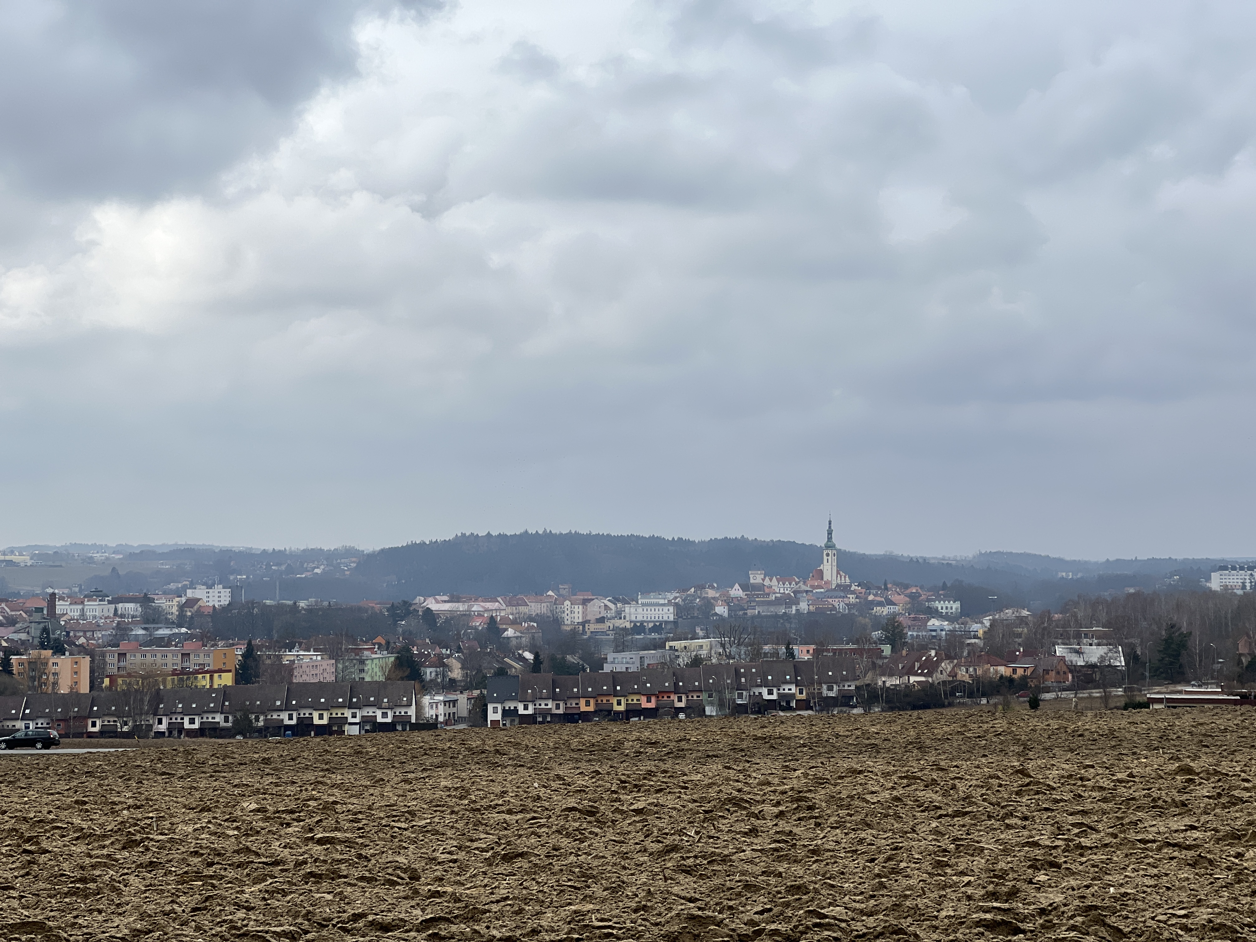 cityscape view over field