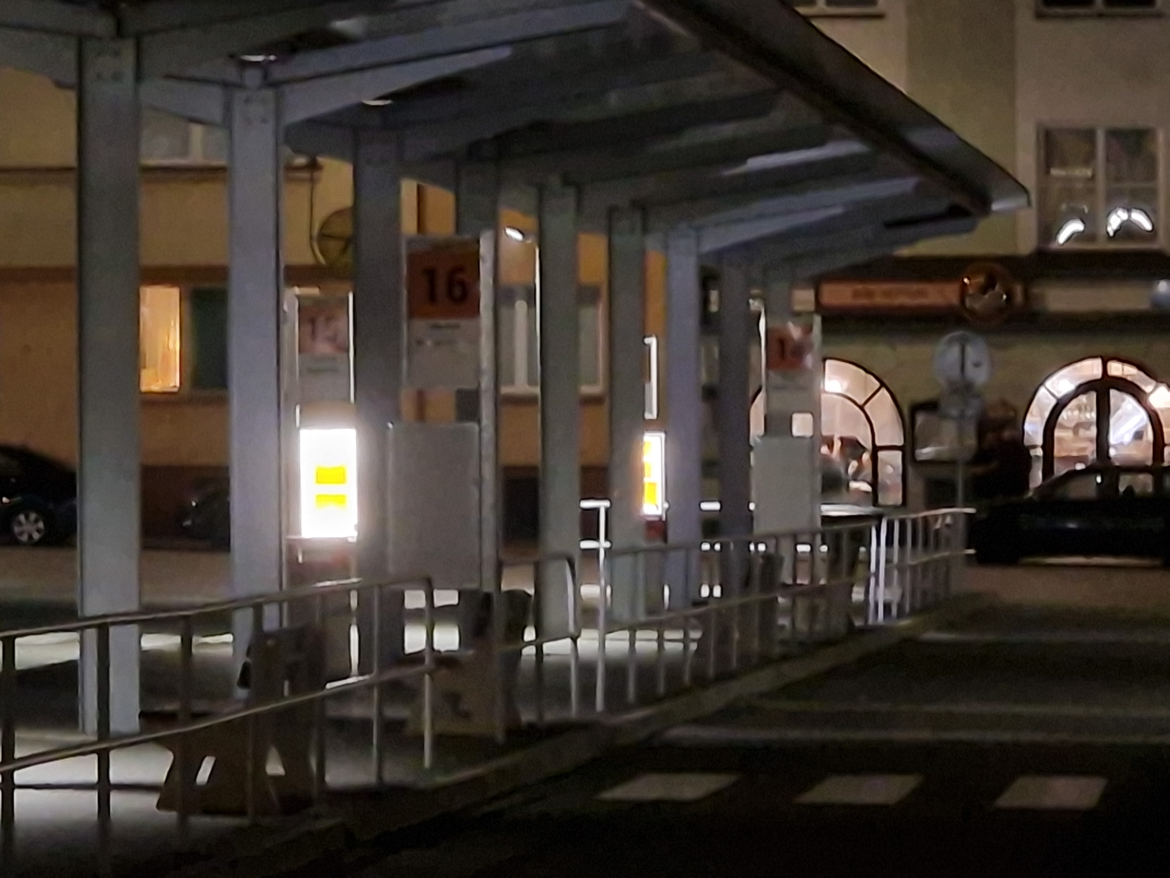 closeup bus station platform