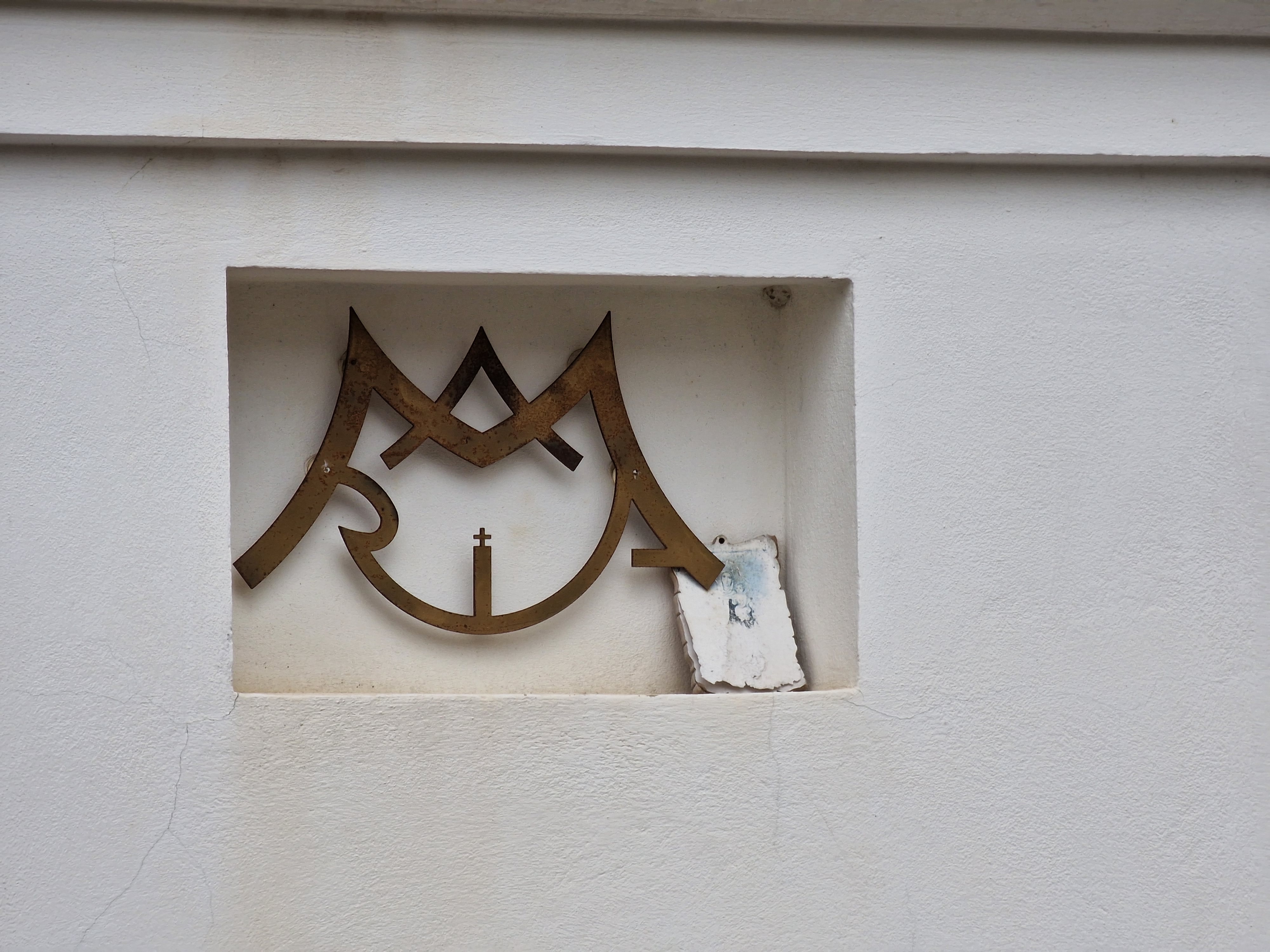closeup of symbol on wall