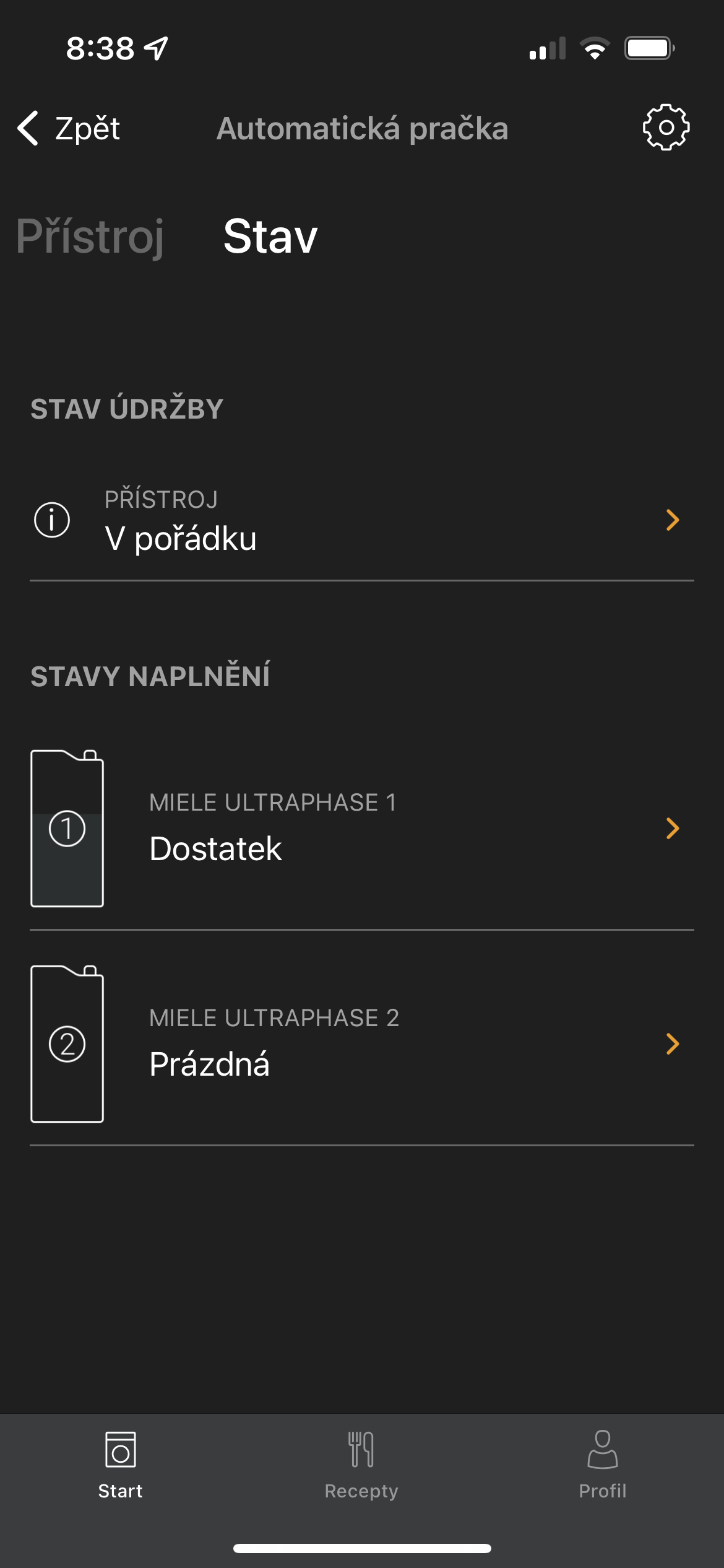 device status screen