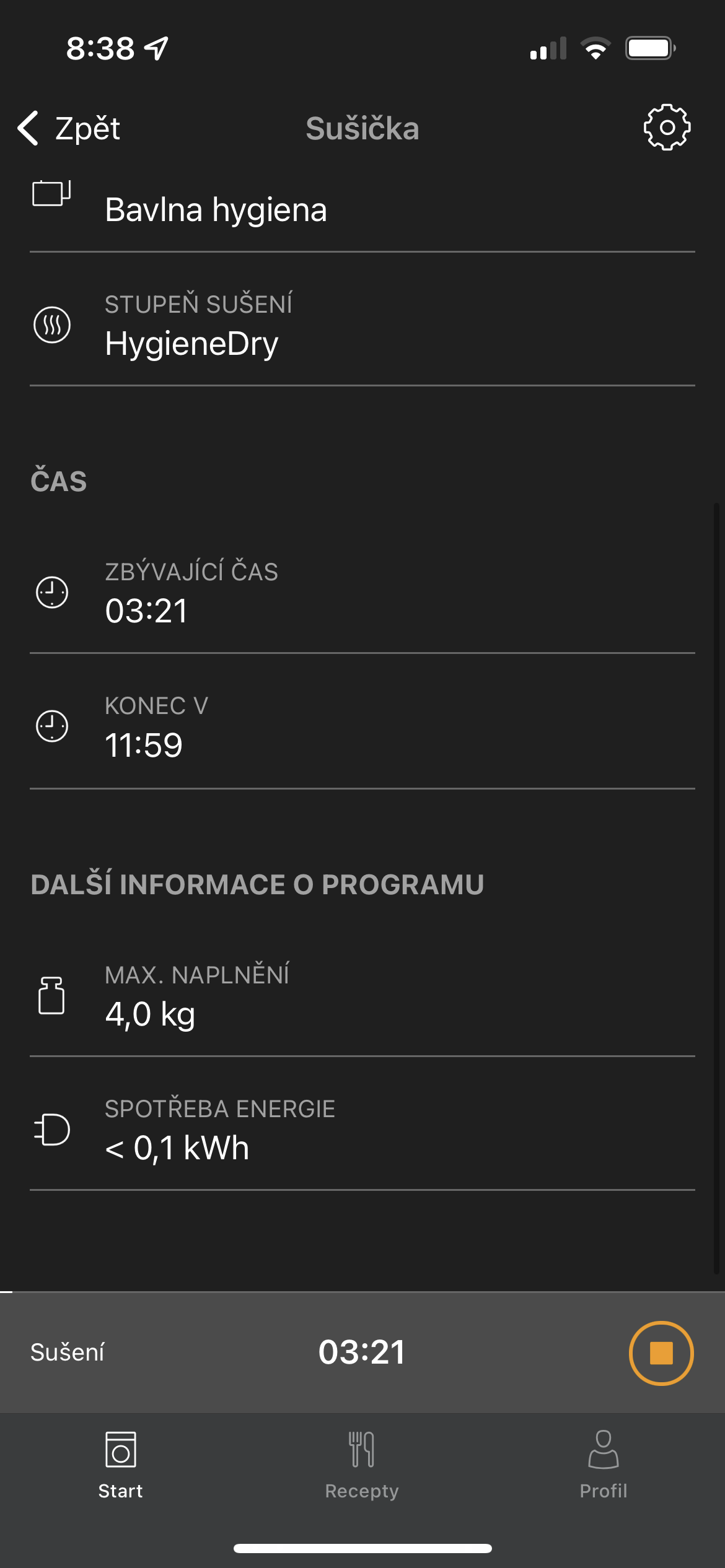 dryer program details