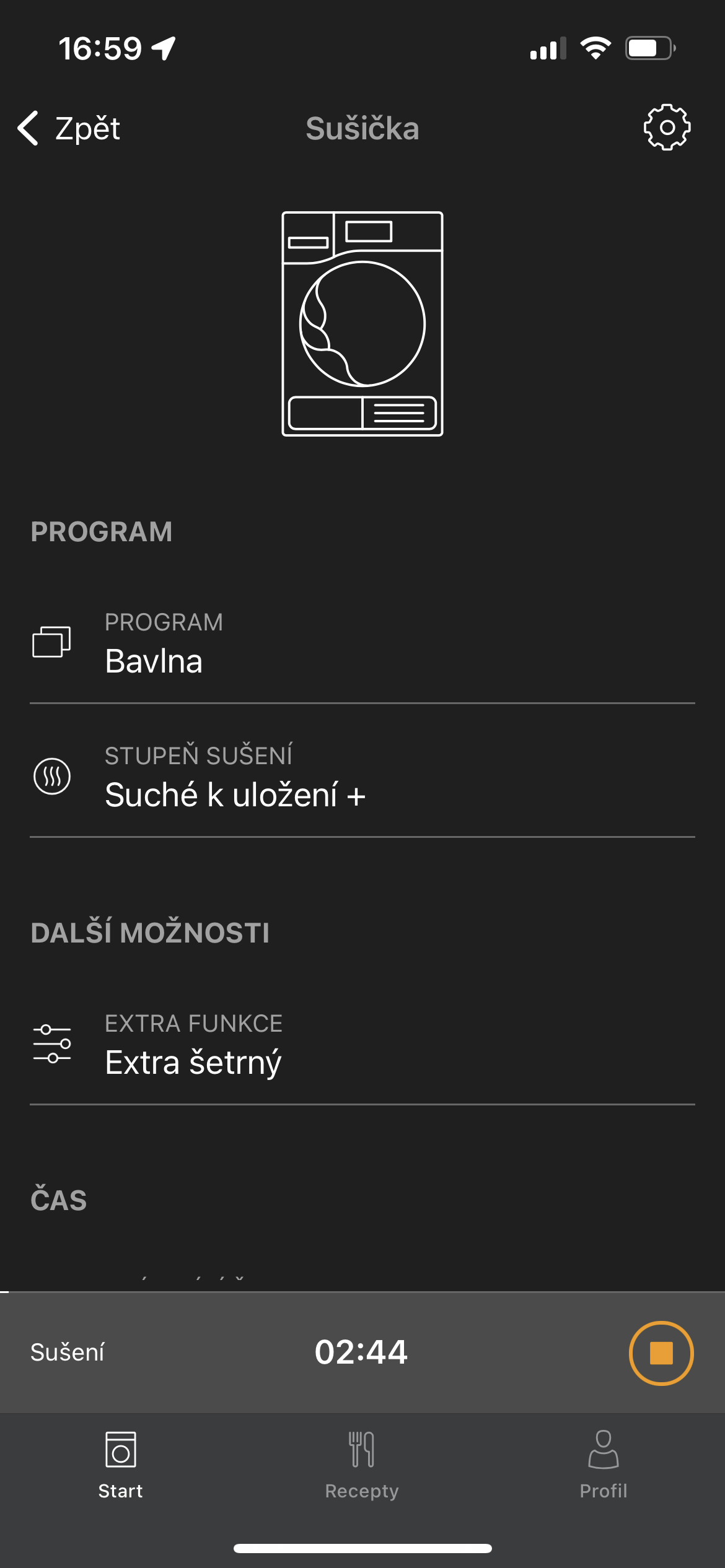 dryer program settings