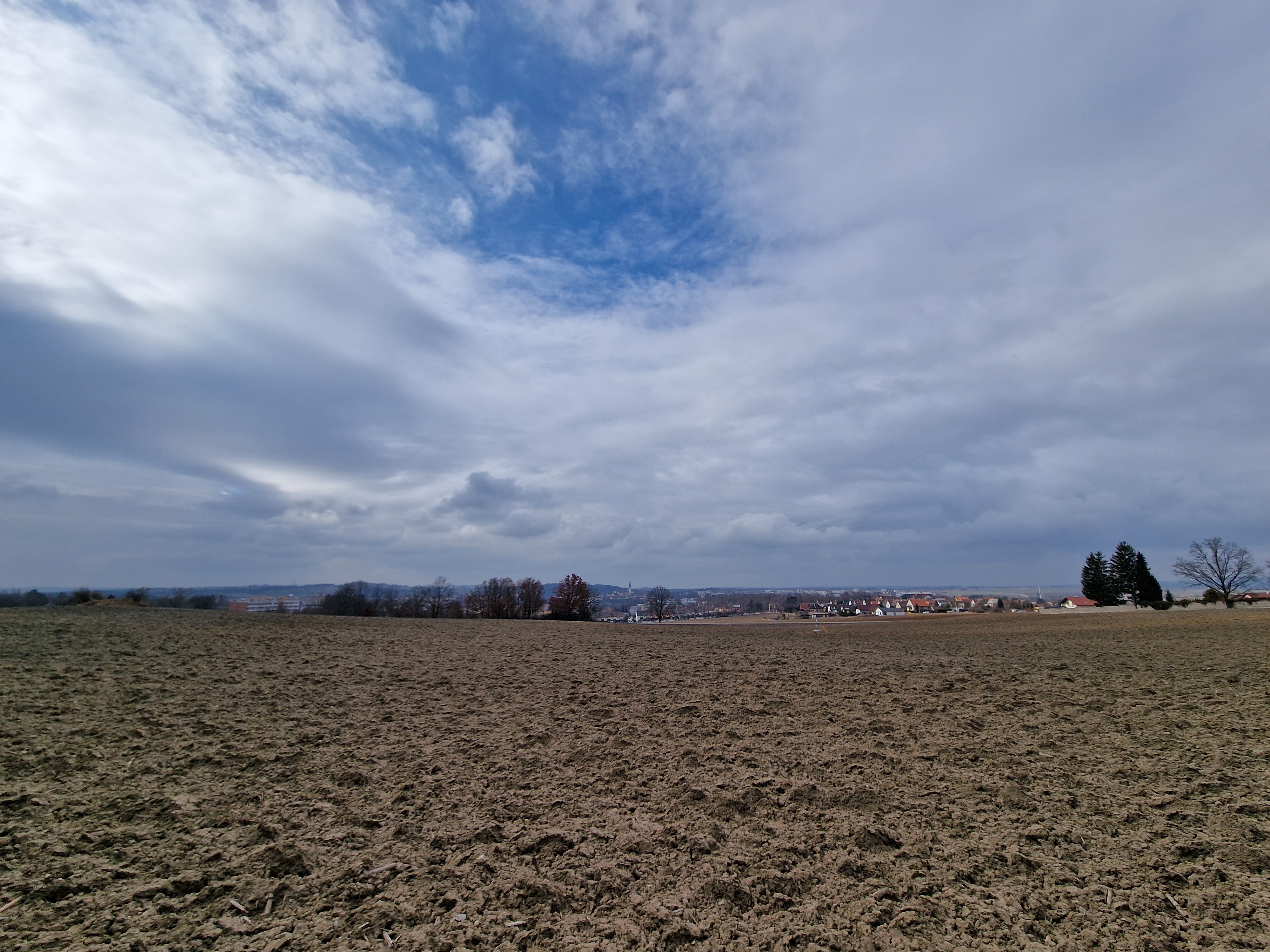 expansive field with cloudy sky