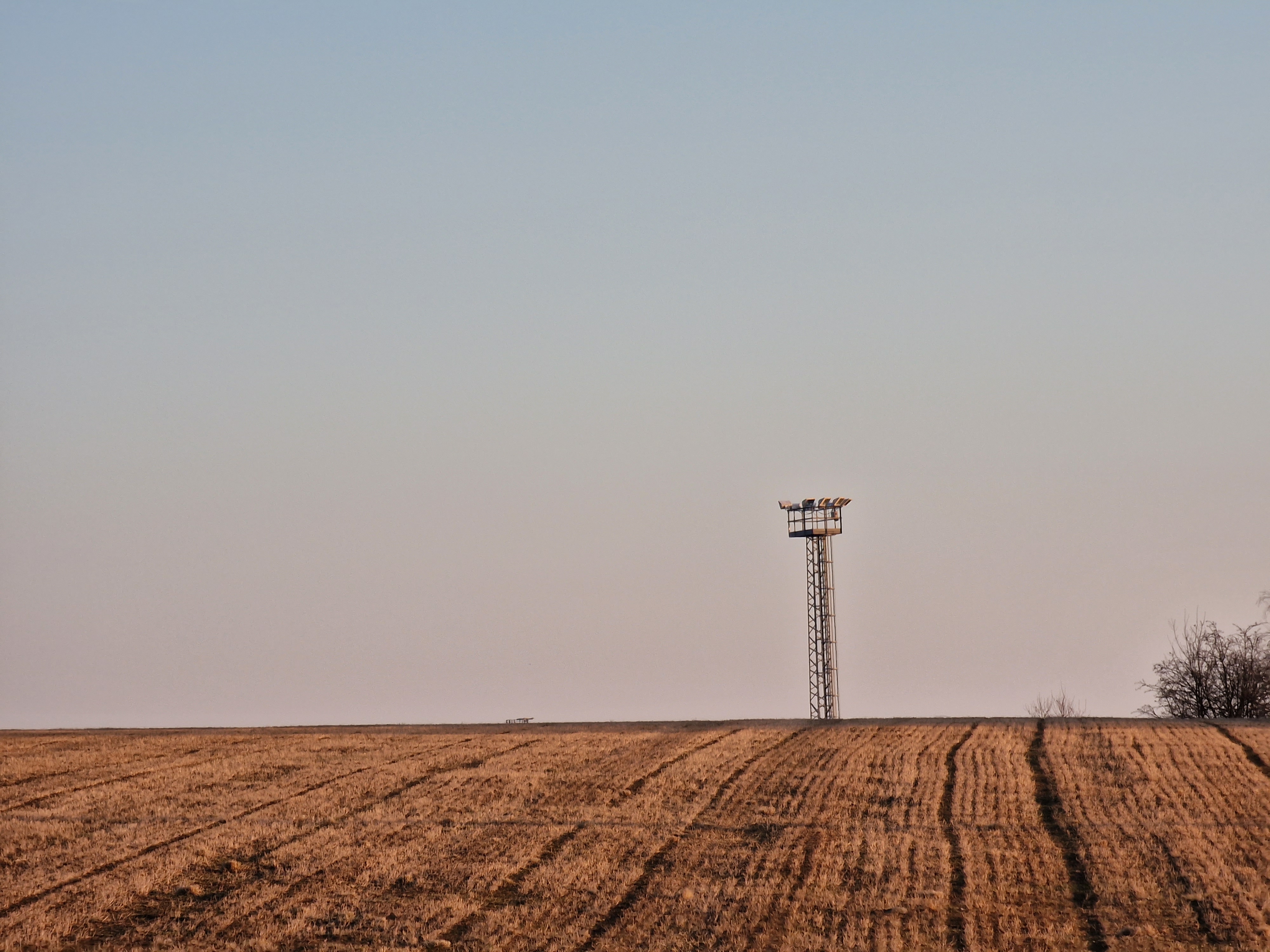 field with communication tower