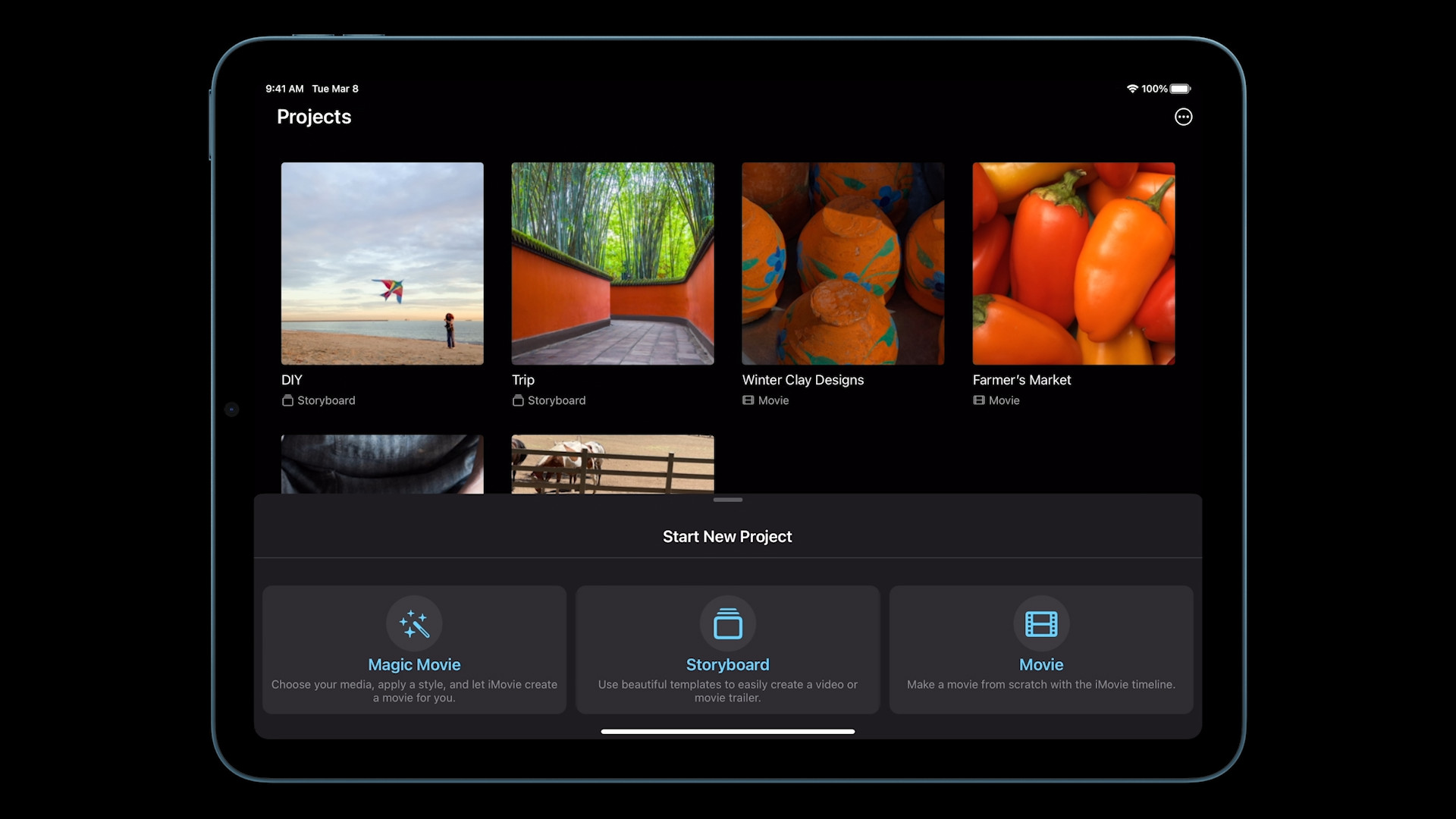 project creation screen