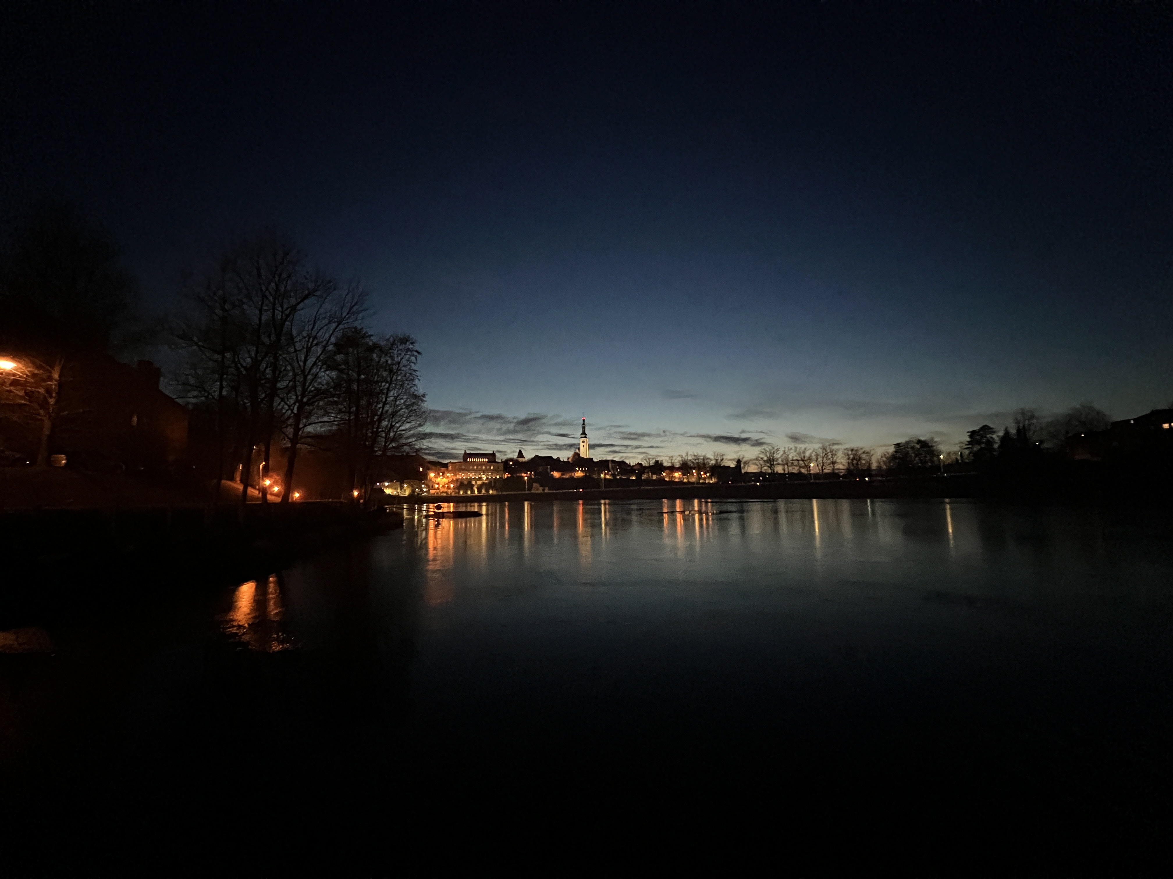 riverfront cityscape night