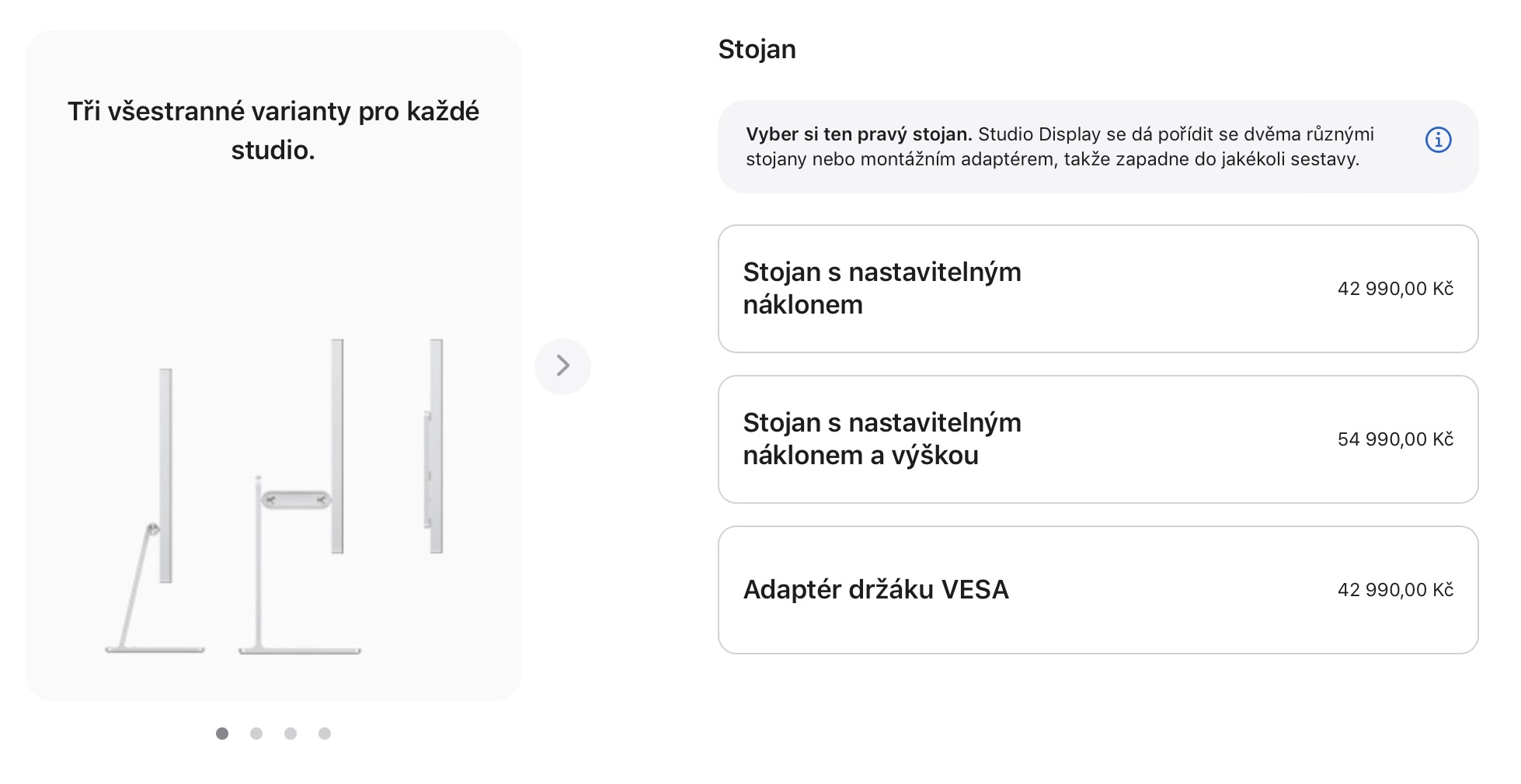 studio display stojany