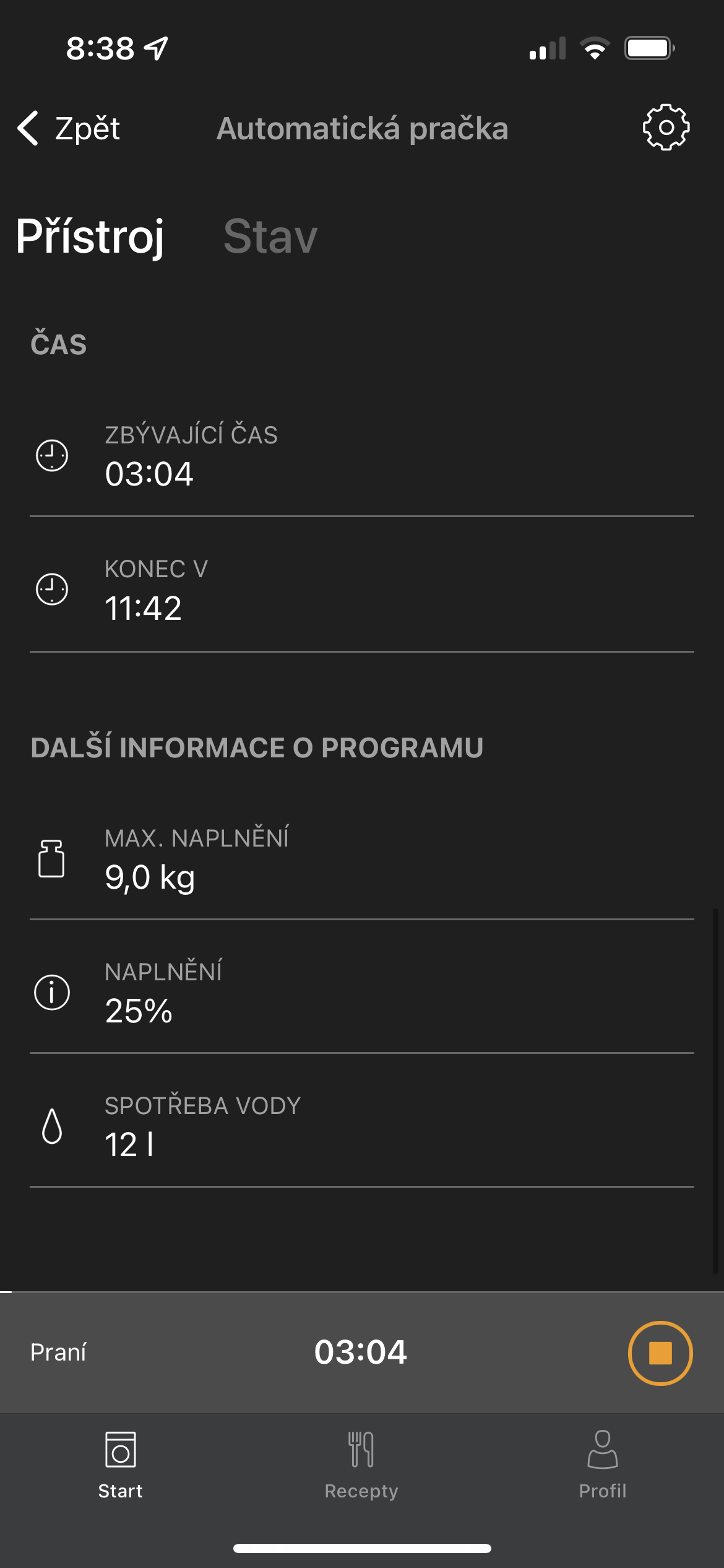washing machine program details