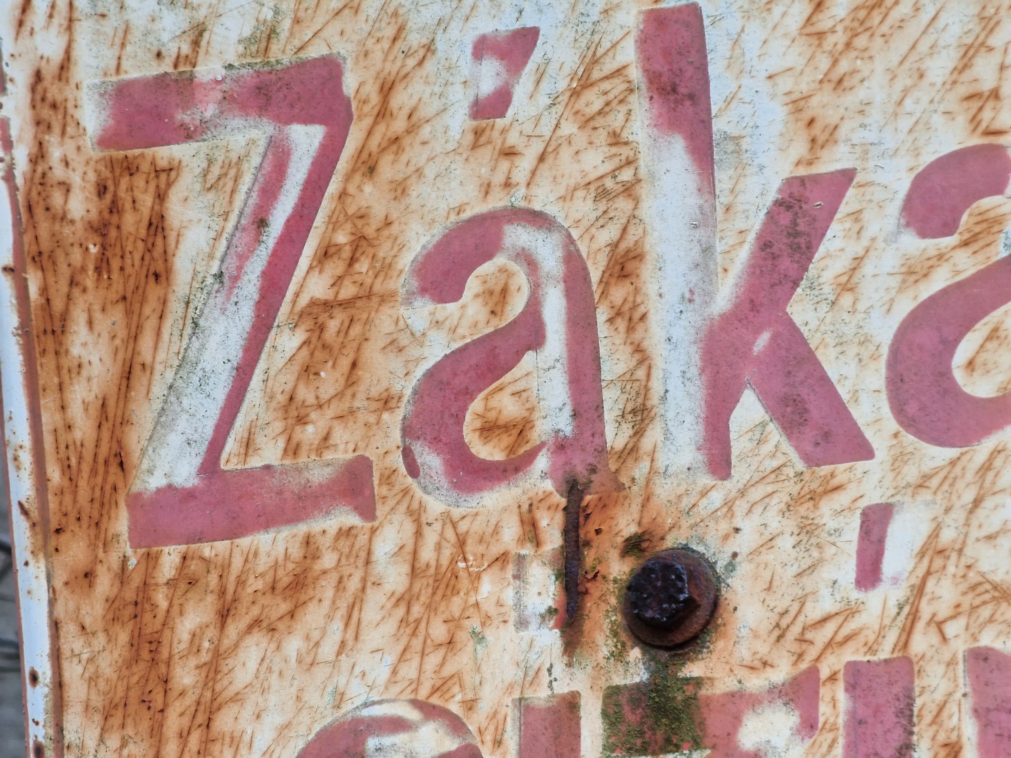 weathered sign closeup