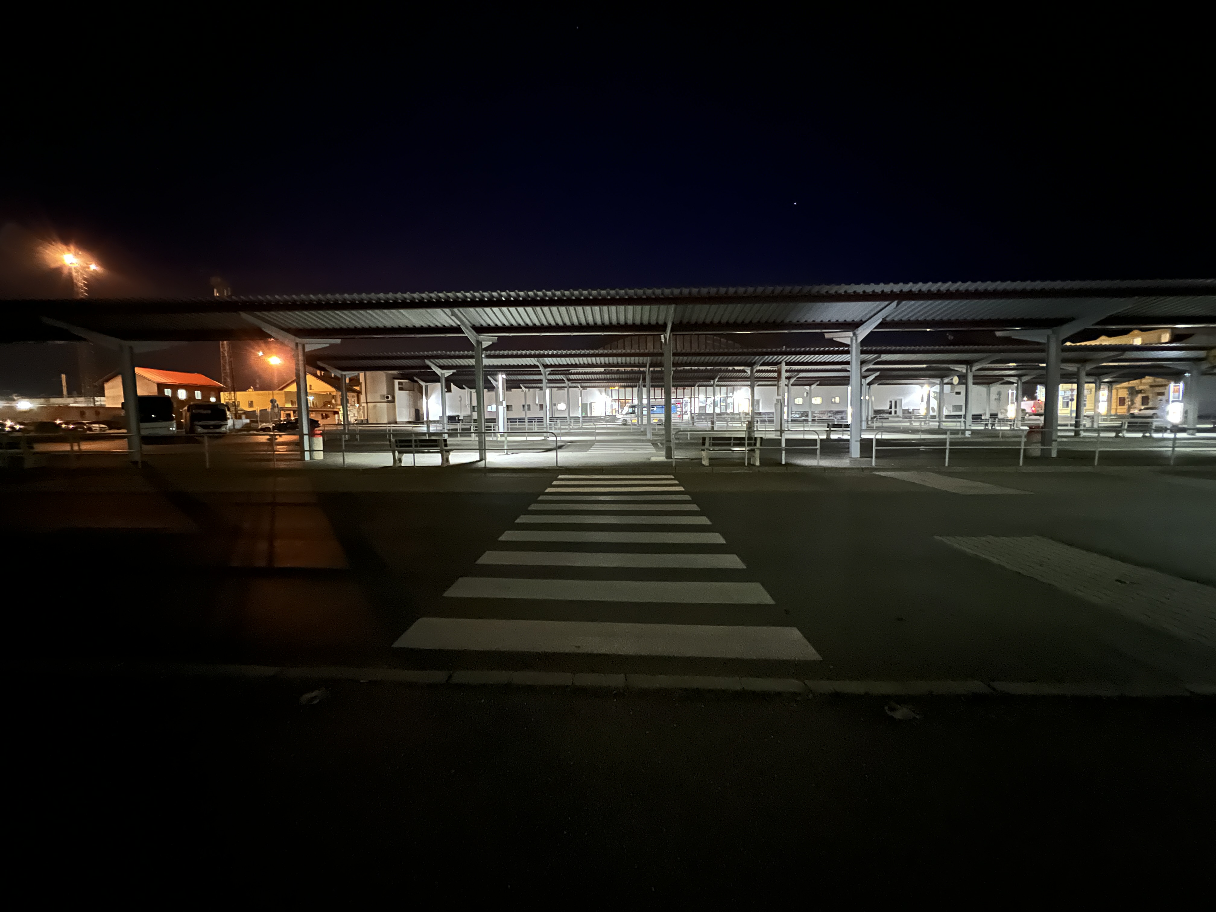wide view parking lot night