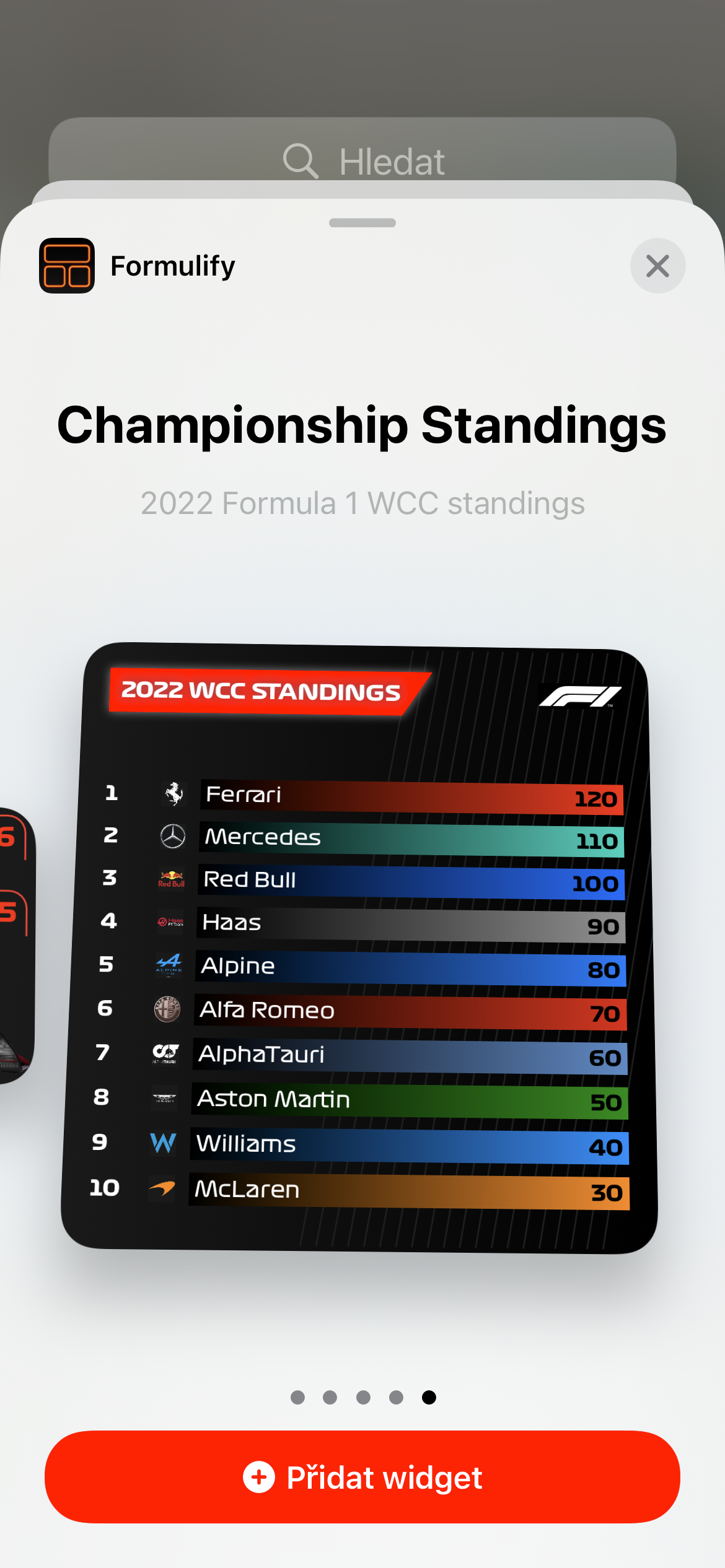 championship standings widget
