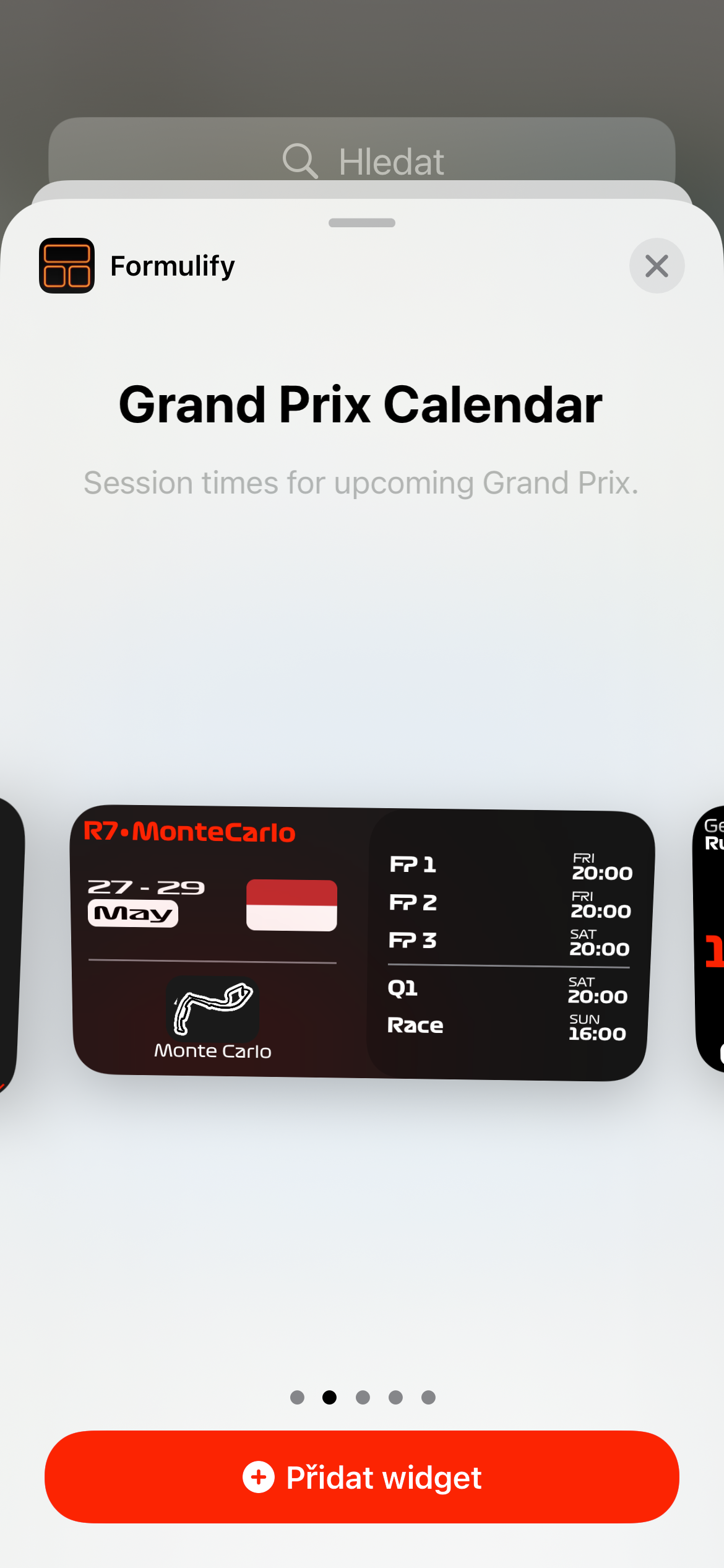 grand prix calendar widget
