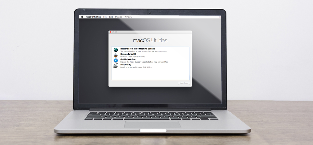 macbook with macos utilities