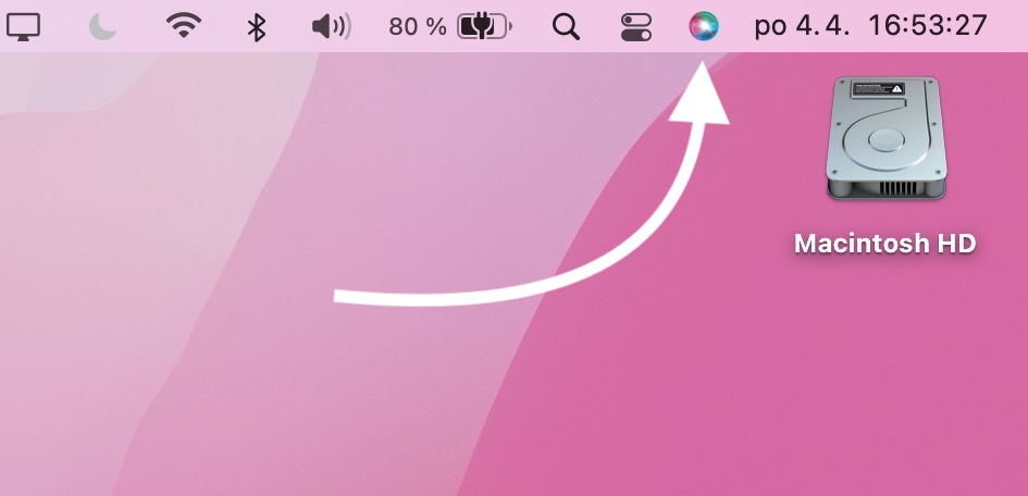 siri horní lišta vypnout mac