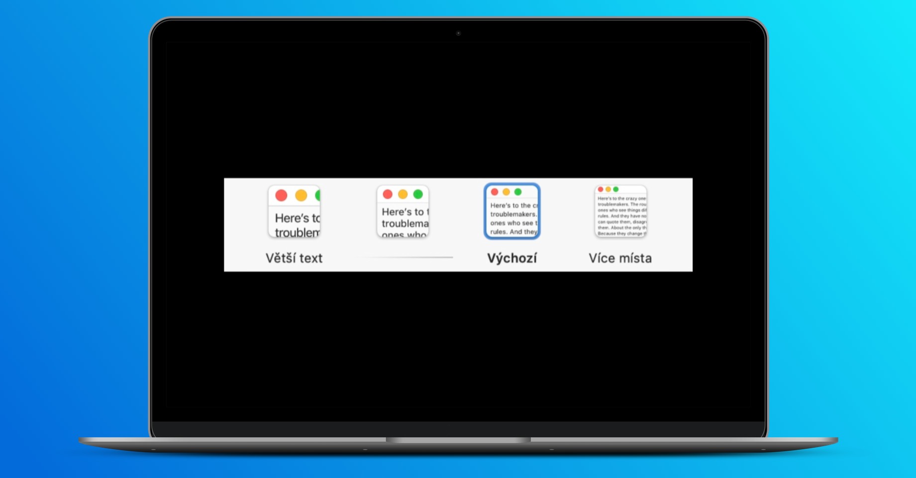 změnit velikost písma mac