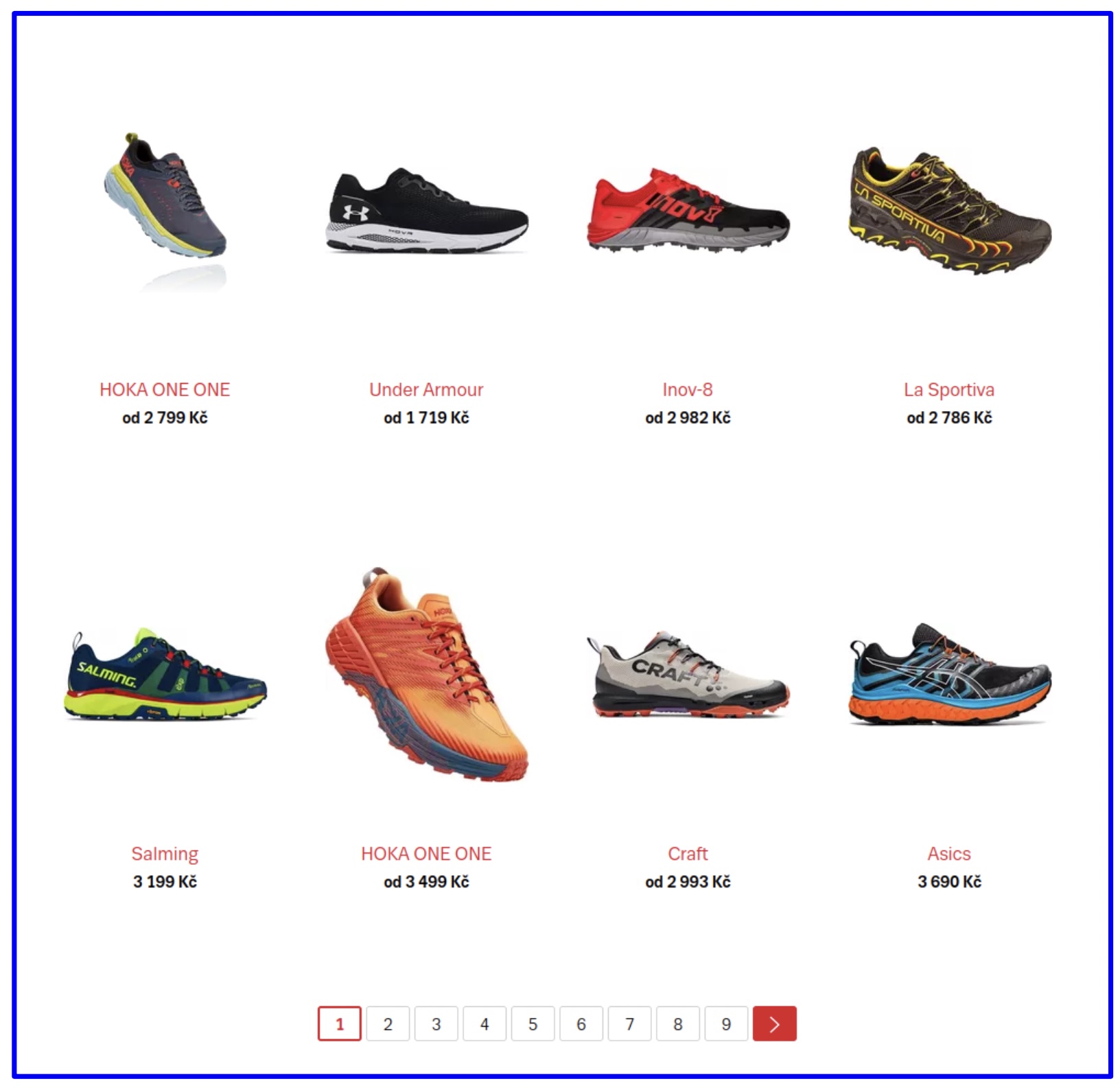 assorted running shoes display