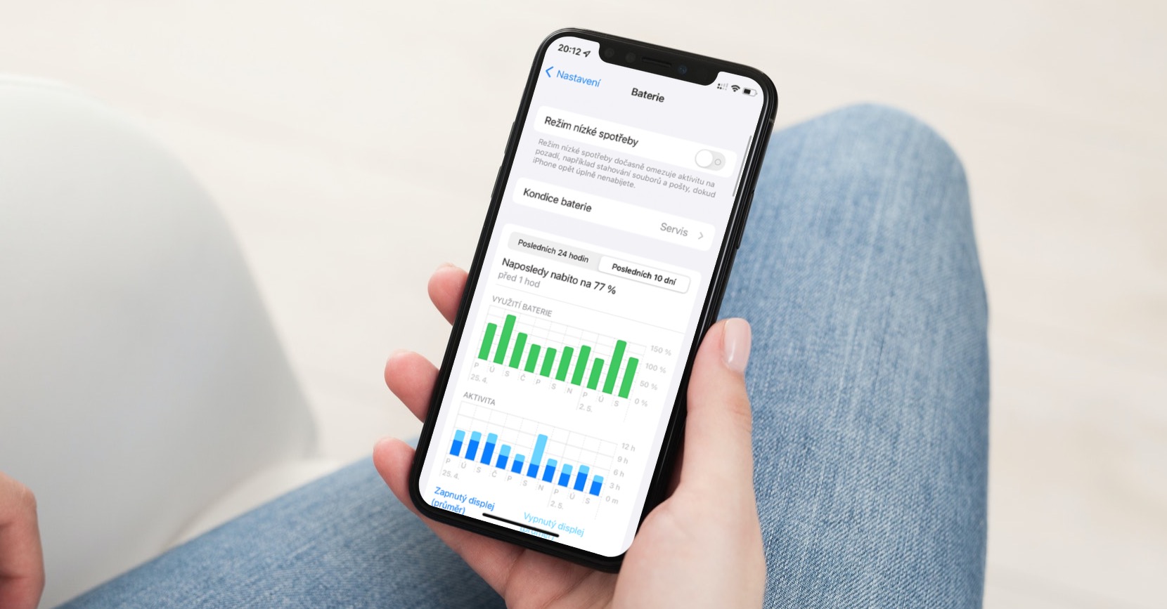 baterie iphone nastavení