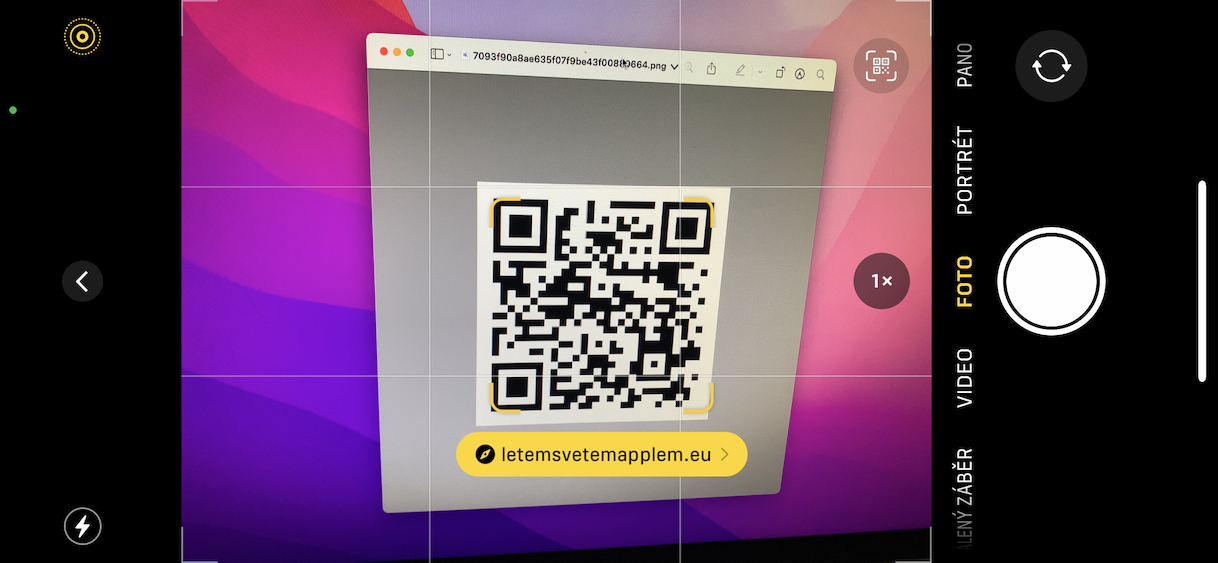 qr kódy fotoaparát iphone