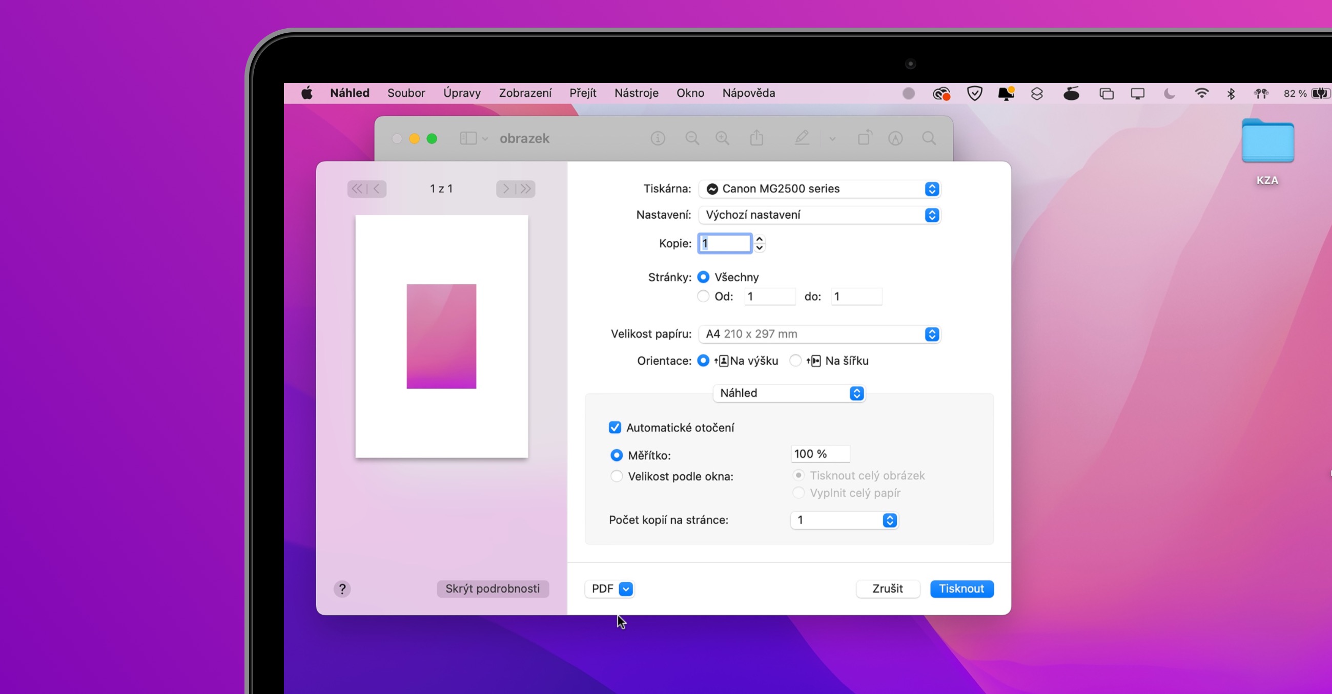 tiskové předvolby macos zobrazit