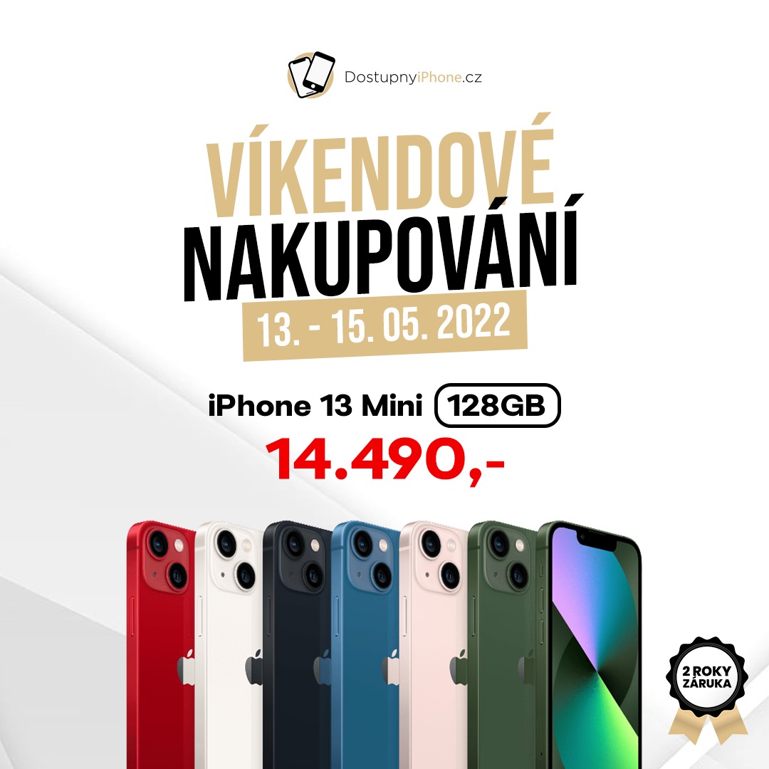 Víkendové nakupování na DostupnyiPhone.cz: iPhone 13 mini za 14 490 Kč