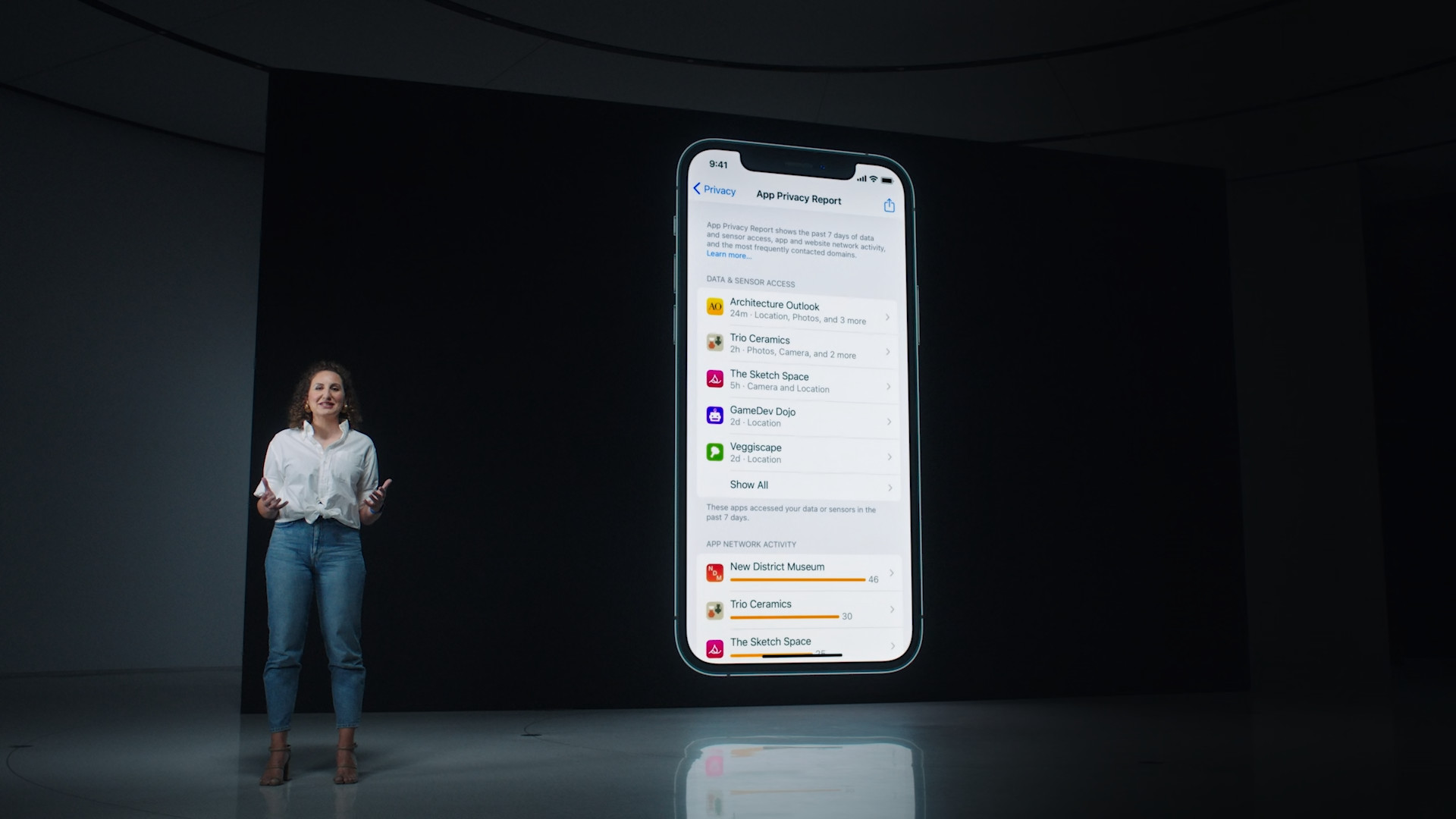 app privacy report iphone display