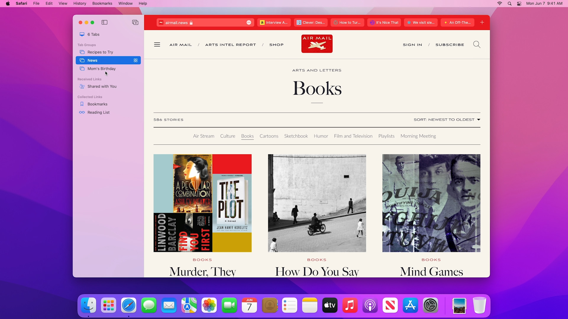 books page with covers