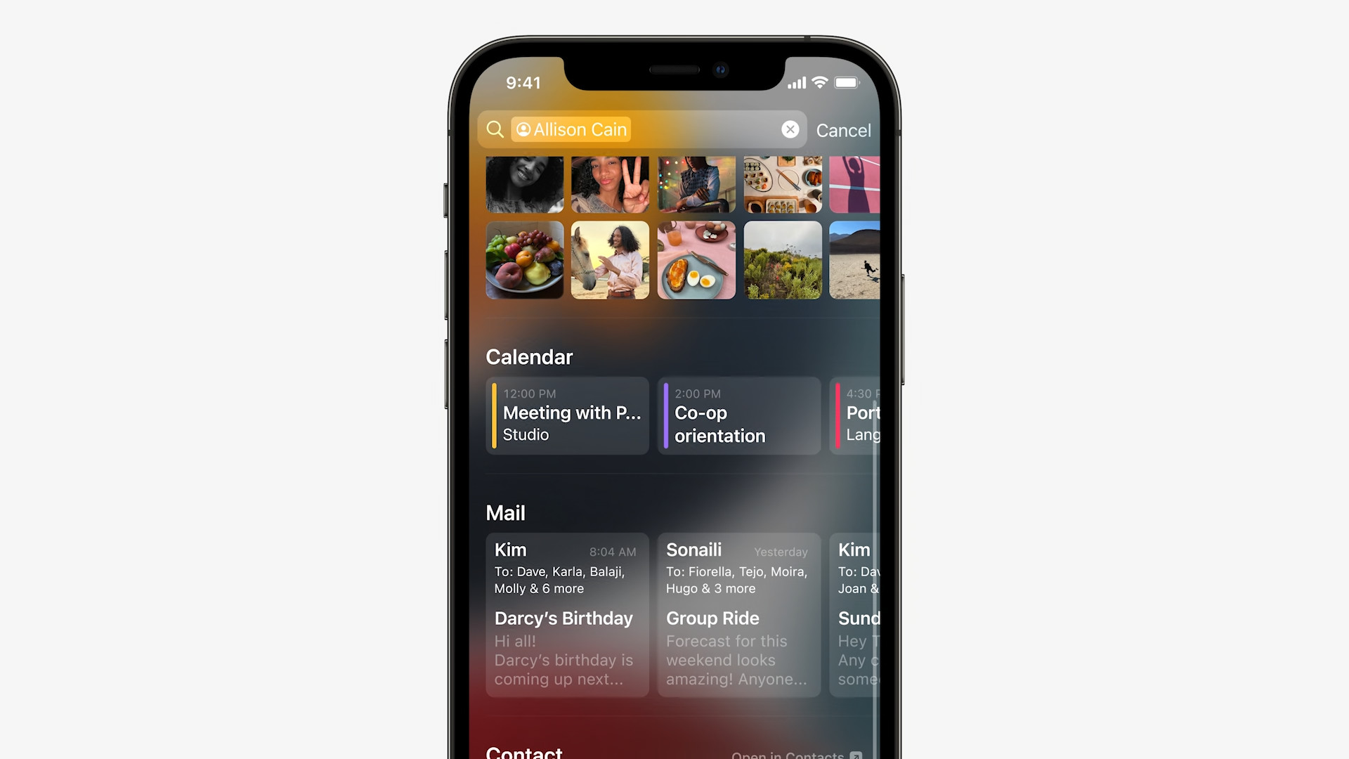 calendar and mail preview