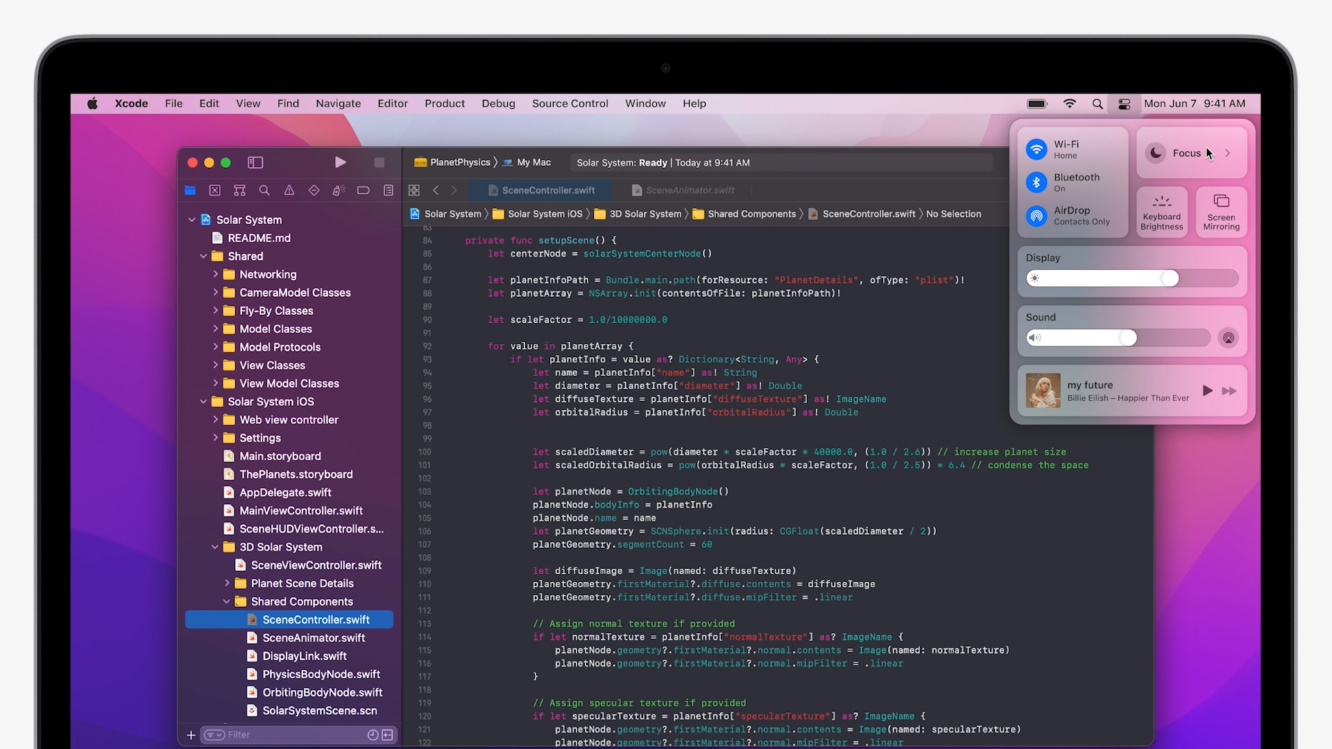 code editor with notifications