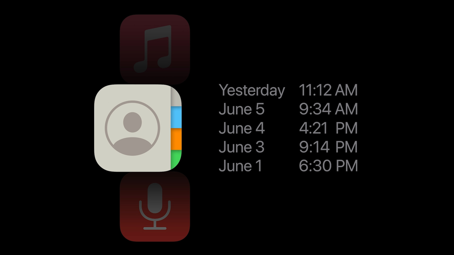 contacts icon timestamps