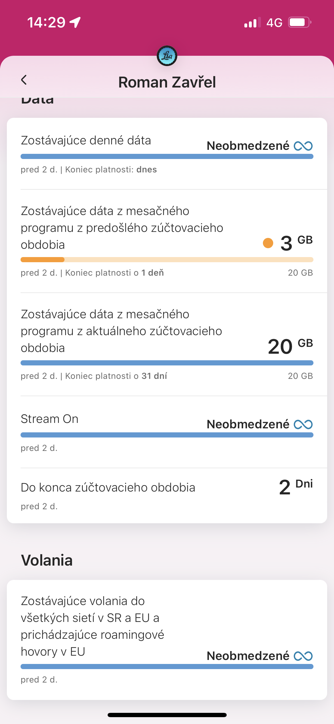 data usage summary screen