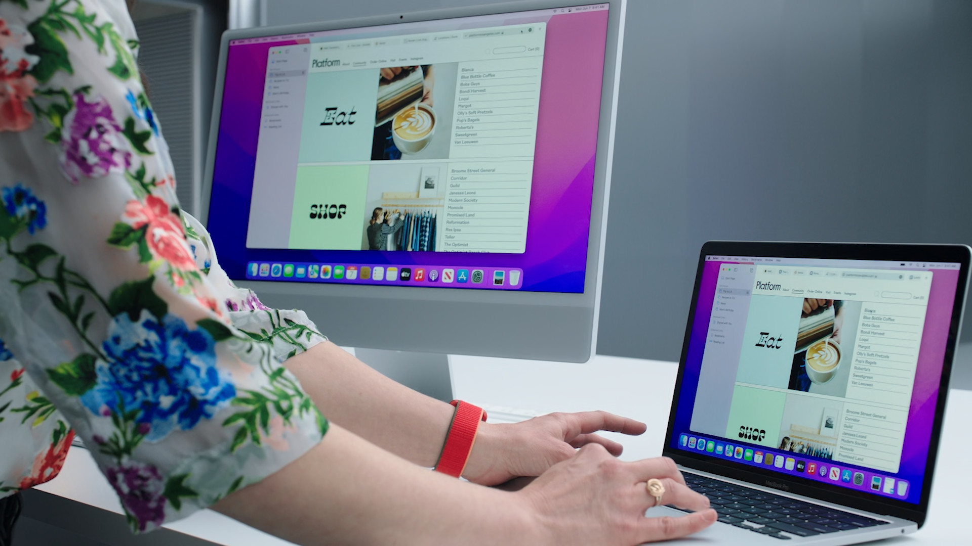 dual monitor setup with webpage