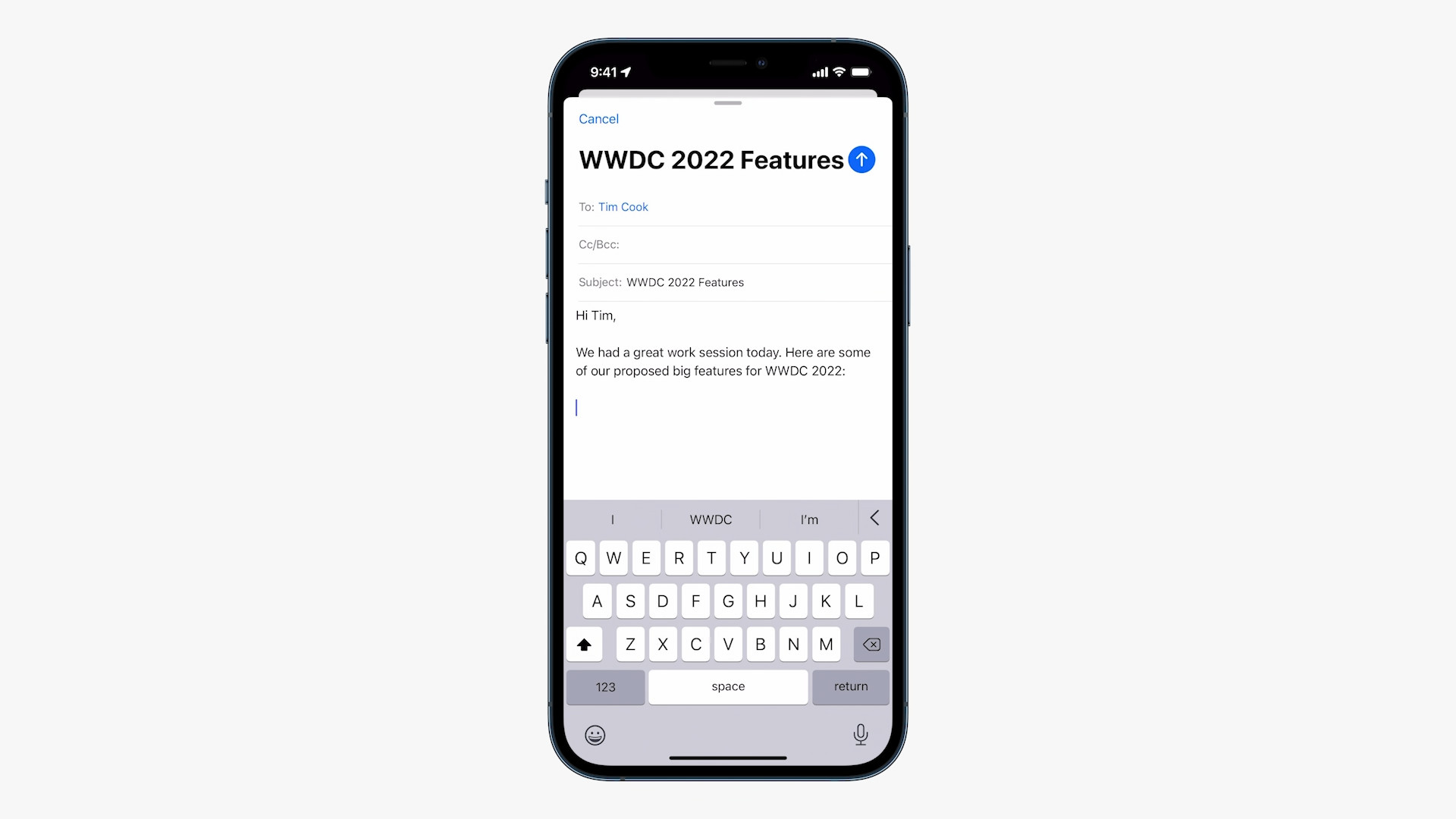 email draft wwdc features
