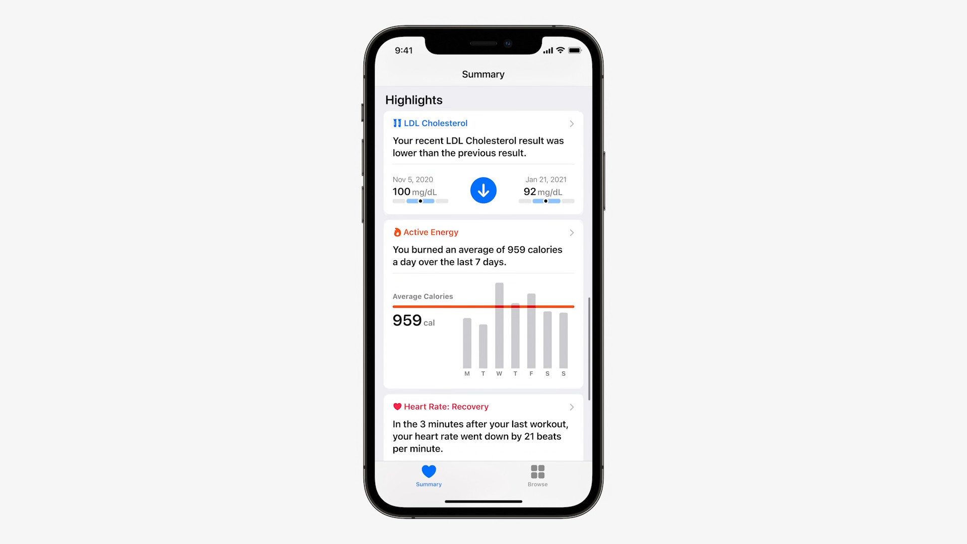 health highlights on smartphone
