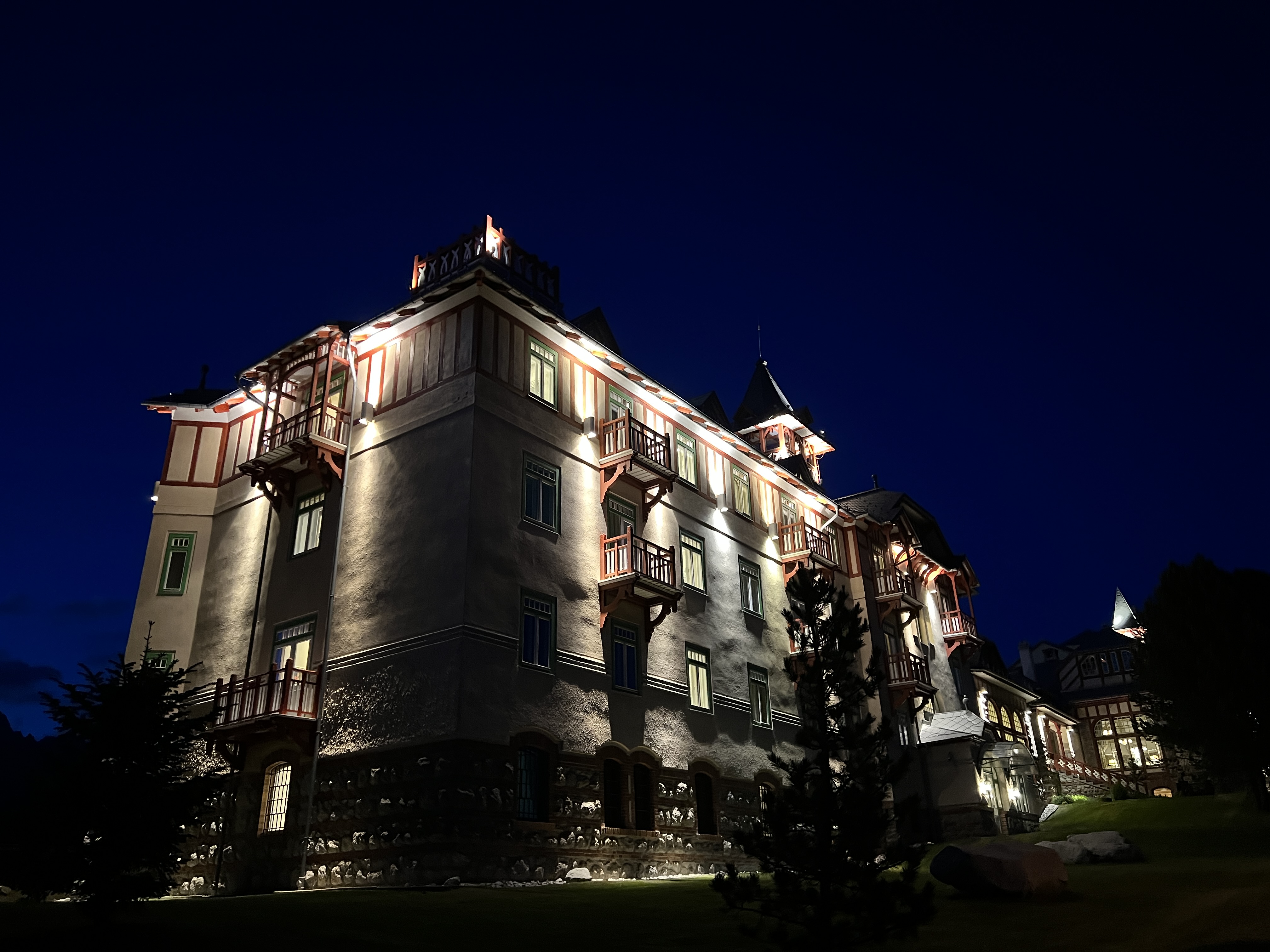 illuminated hotel night