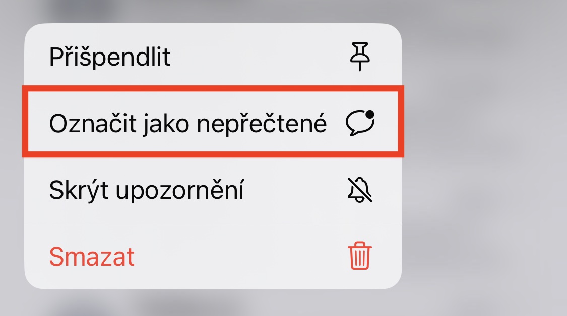 ios 16 nepřečtená zpráva