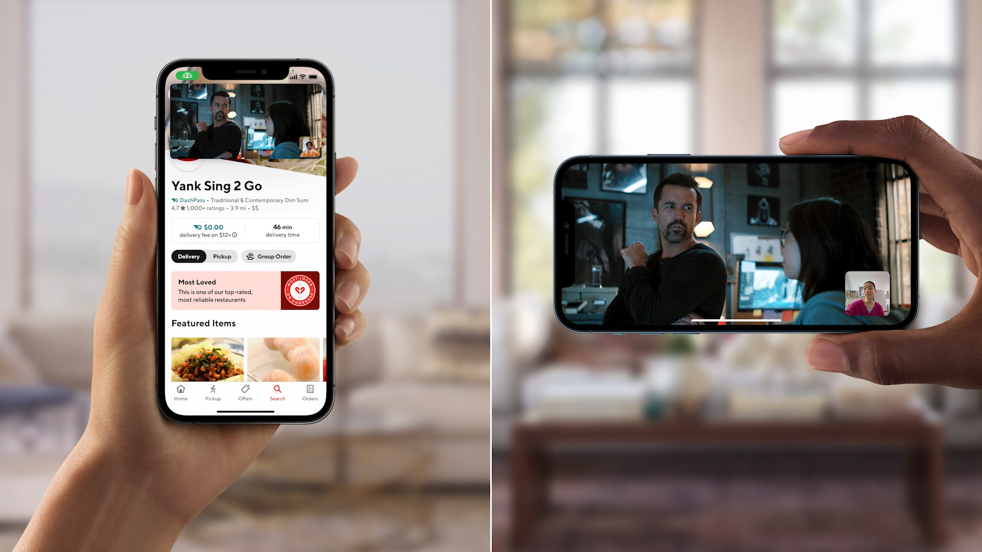 iphone food delivery and video call