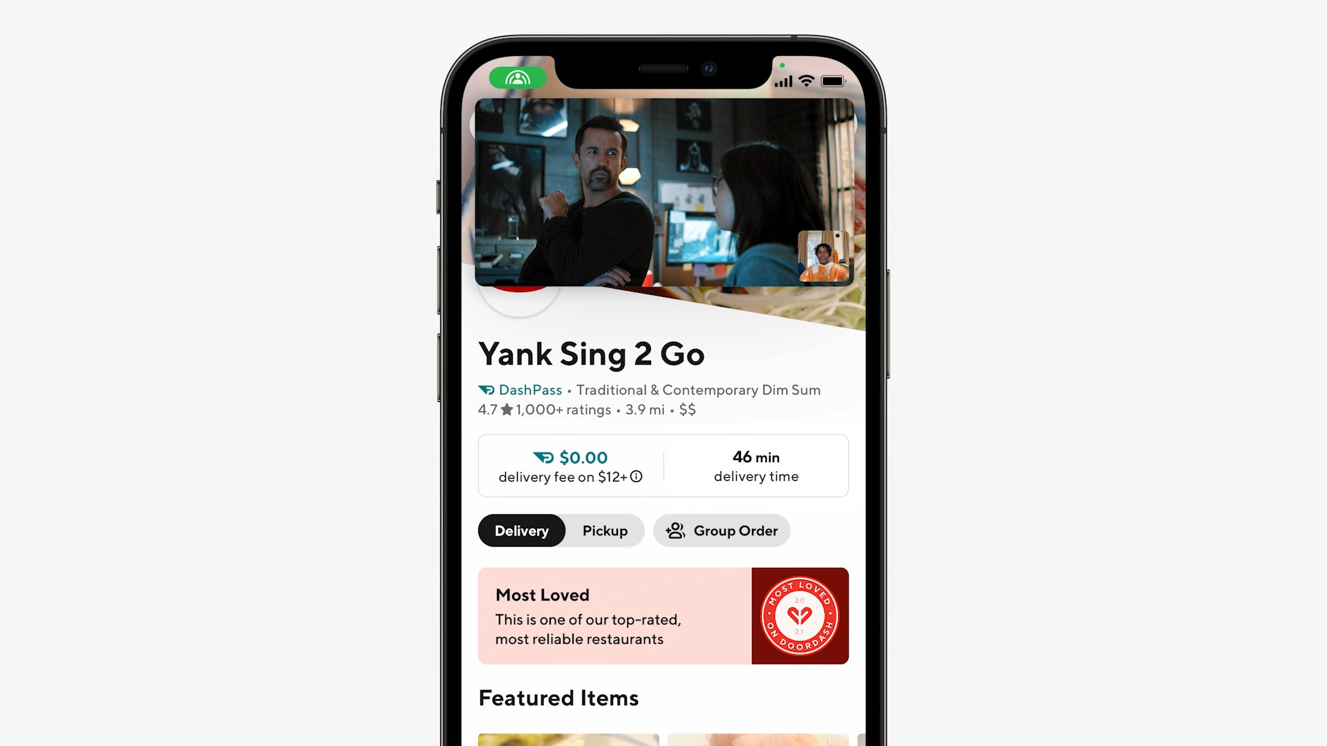 iphone food delivery app screen