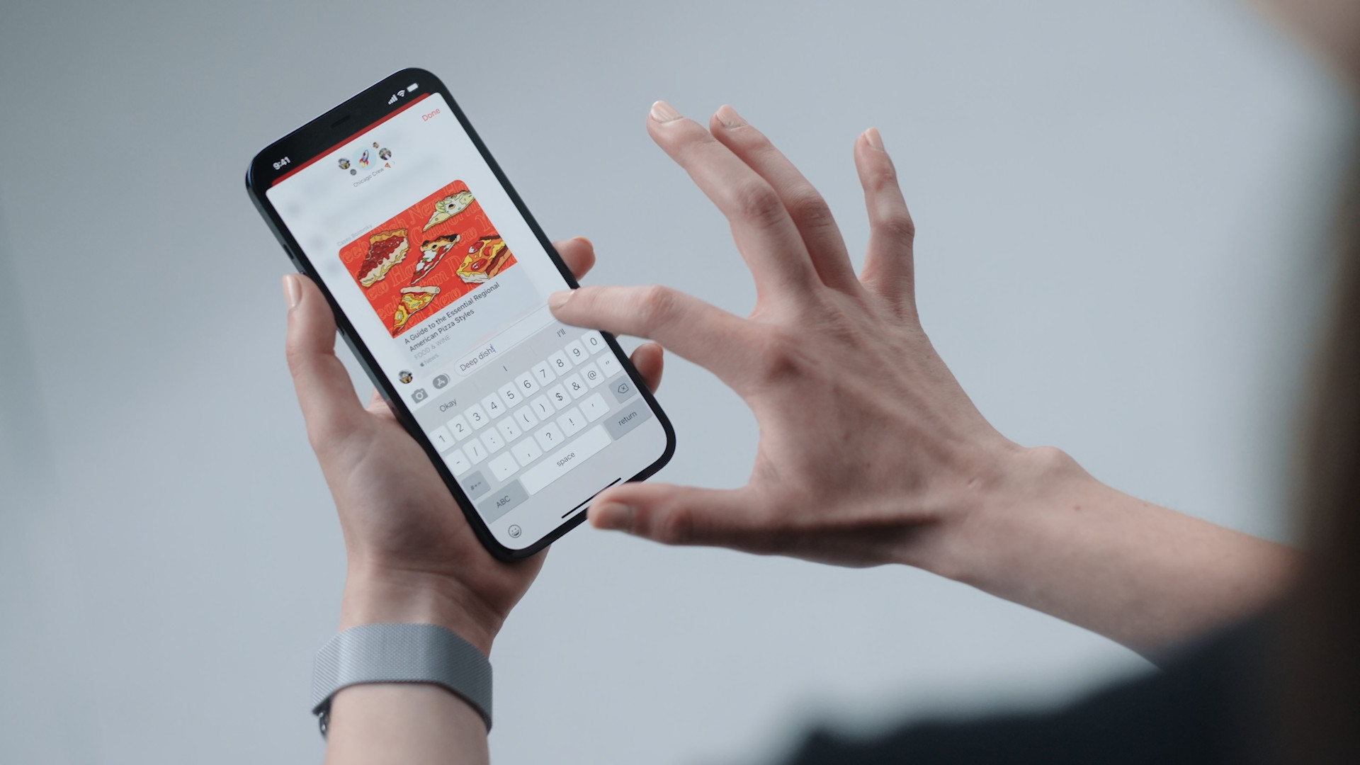 iphone pizza guide typing