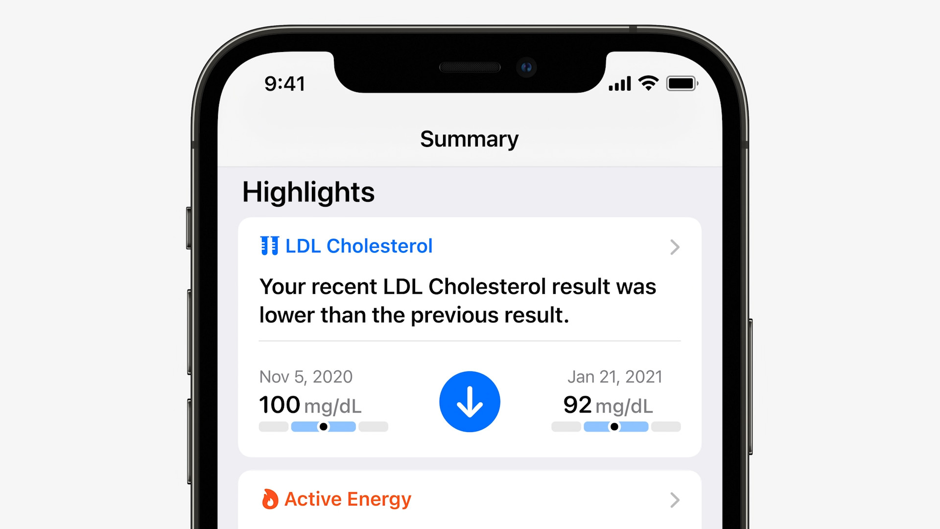 ldl cholesterol comparison on smartphone
