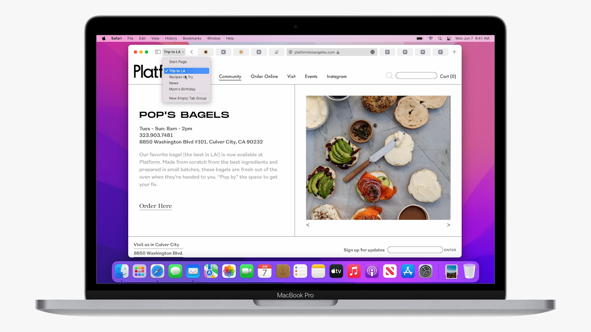 macbook pro pops bagels menu