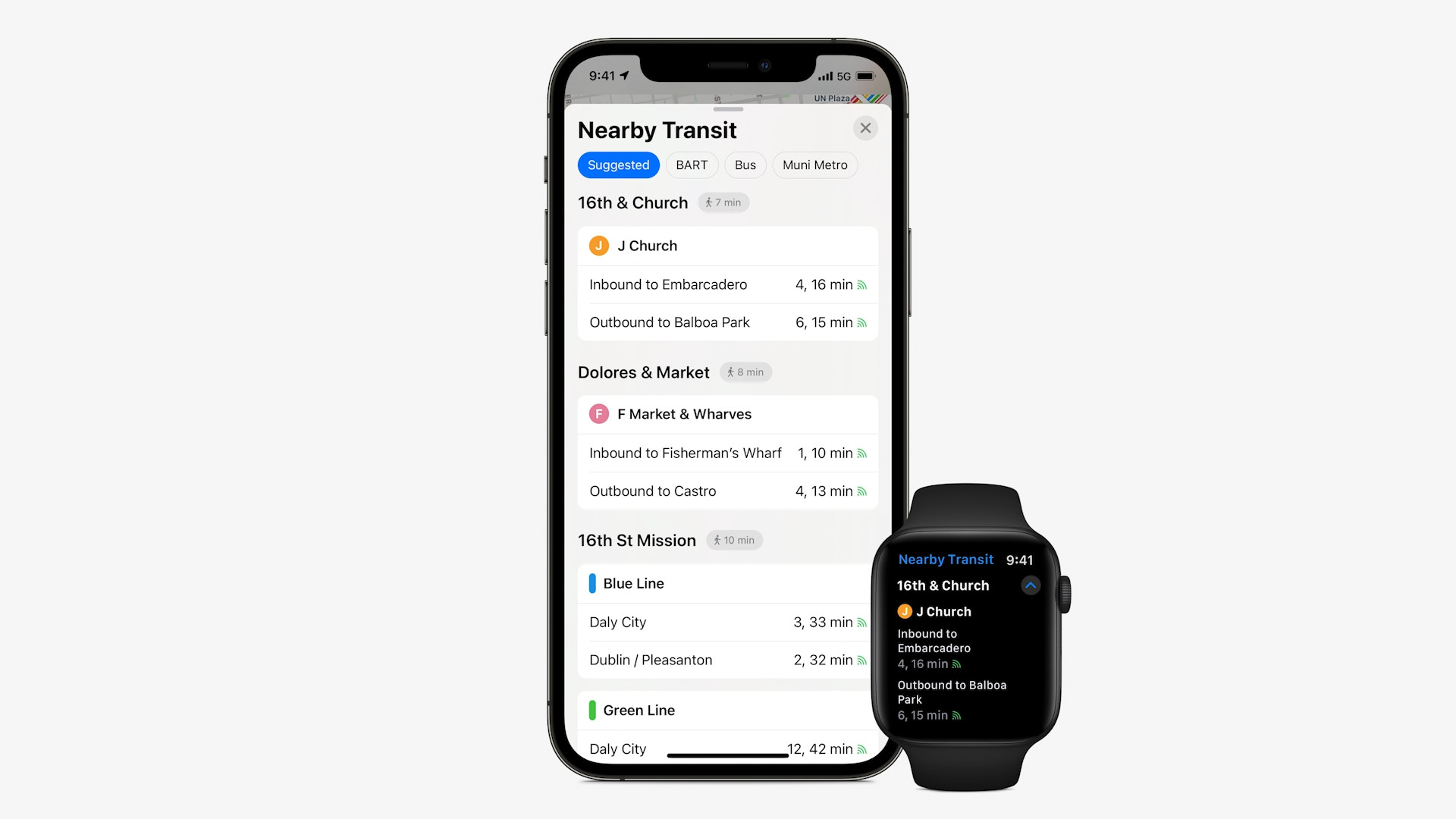 nearby transit iphone watch