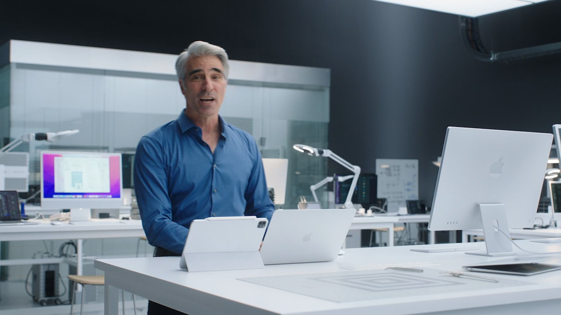 office setup with devices