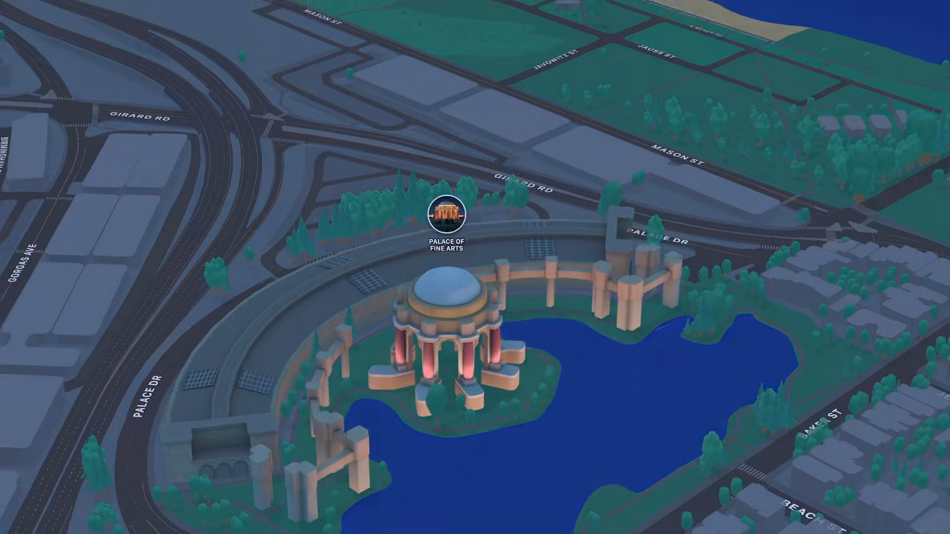 palace of fine arts aerial view