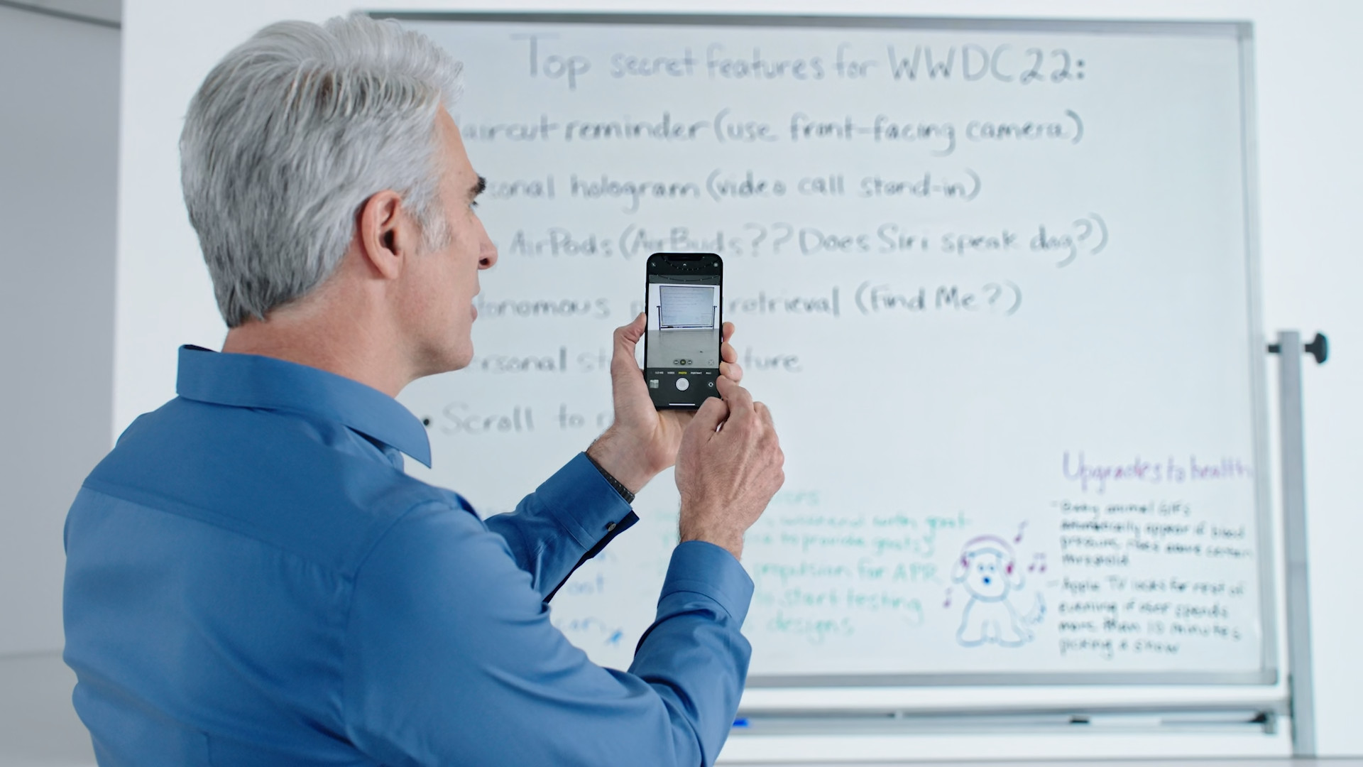 presenter taking photo whiteboard